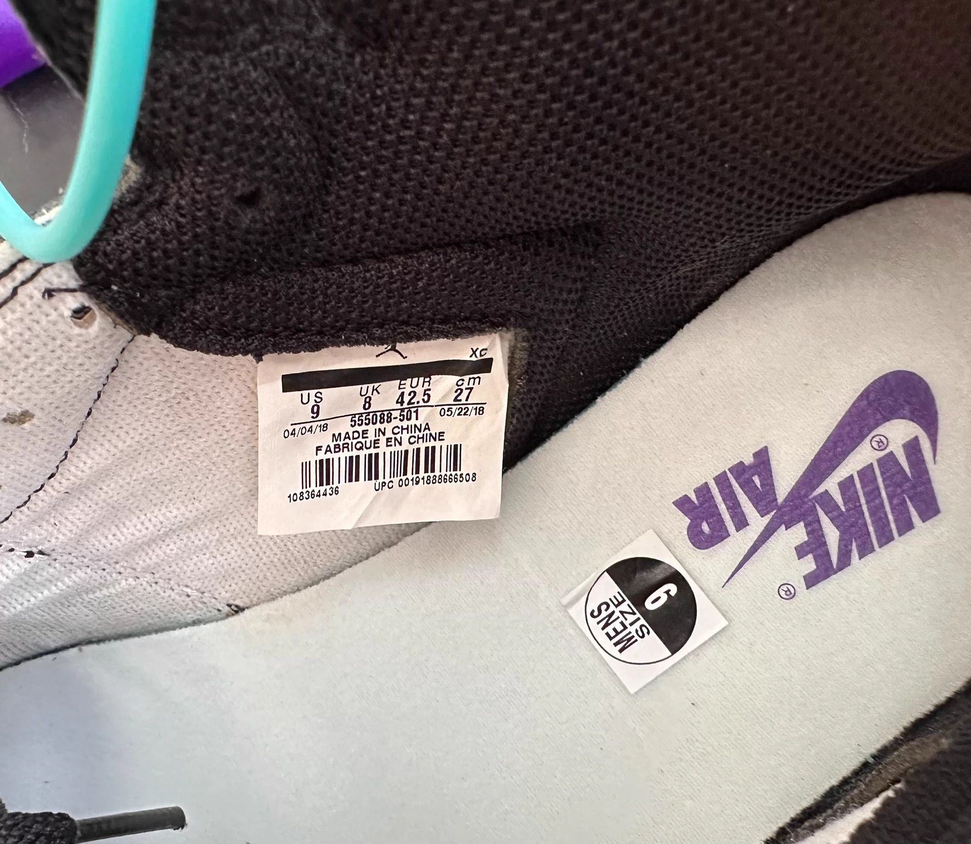 Nike Jordan 1 High Court Purple Black Purple Toe 42.5 Size US 9.5 / EU 42-43 - 7 Thumbnail