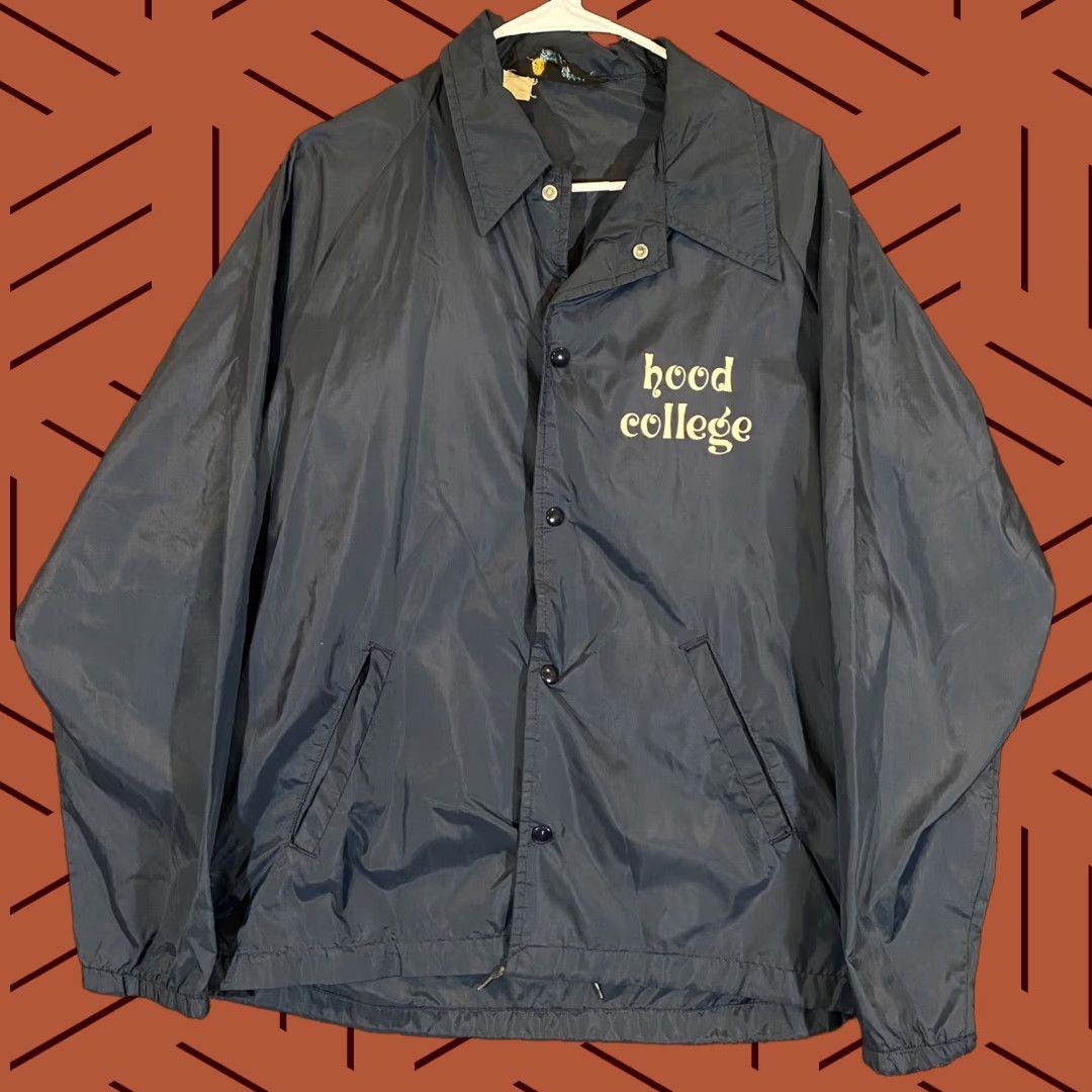 Champion VINTAGE Champion Hood College Jacket Medium Navy Blue Snap Blazers Maryland Mens Size 40R - 1 Thumbnail