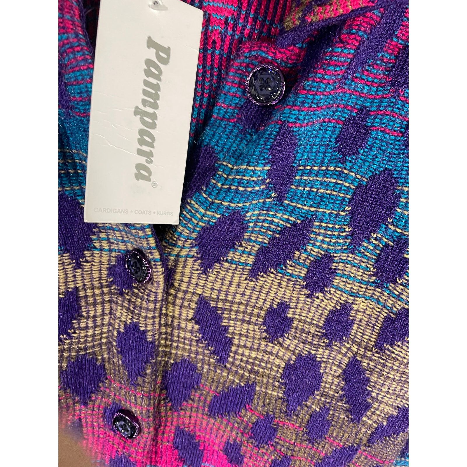 Other Pampara Multicolor Knit Button Jacket Tunic Small NWT Boho Size M / US 6-8 / IT 42-44 - 6 Thumbnail
