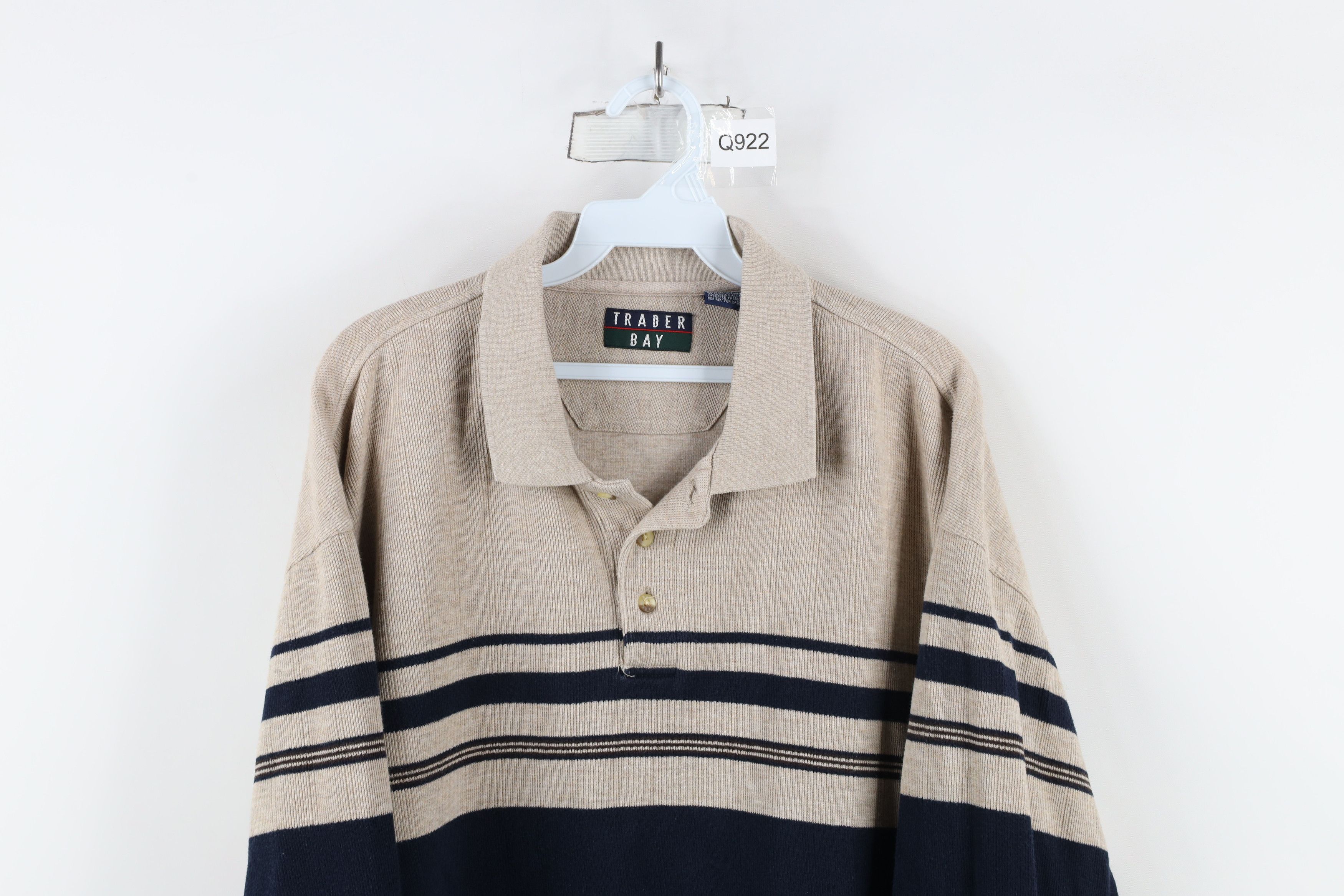 Vintage Vintage 90s Streetwear Striped Ribbed Knit Long Sleeve Polo Size US XL / EU 56 / 4 - 2 Thumbnail