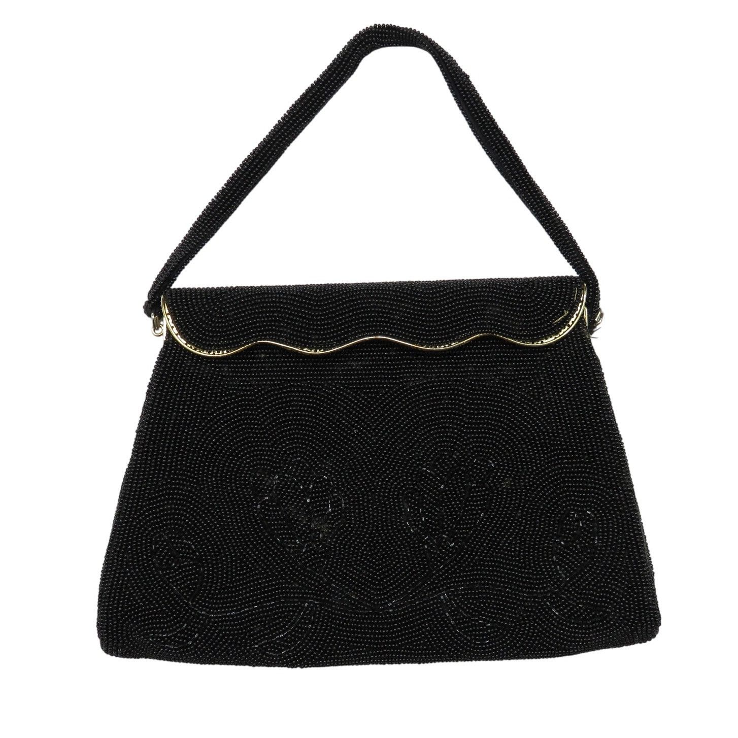 1950S Vintage Handbag Black Beaded Clutch Bag Purse, Women's