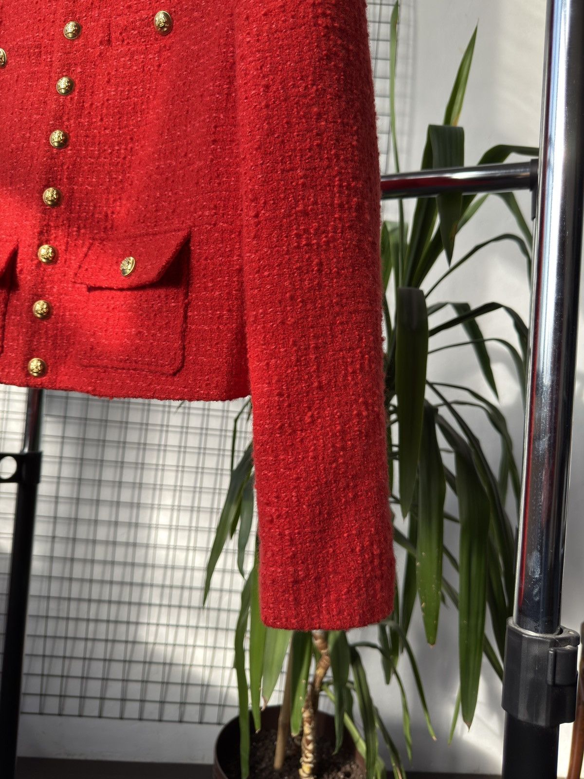 Celine Celine Chasseur Tweed Evening Wool Jacket Red Gold Buttoned Size M / US 6-8 / IT 42-44 - 6 Thumbnail