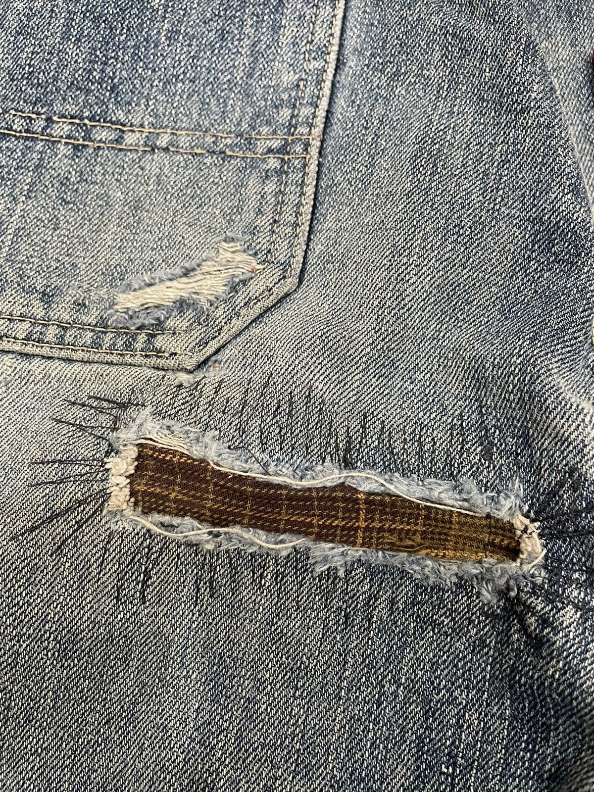 Japanese Brand Ozone Rocks Thrashed Redline Japan Denim Size US 31 - 16 Thumbnail
