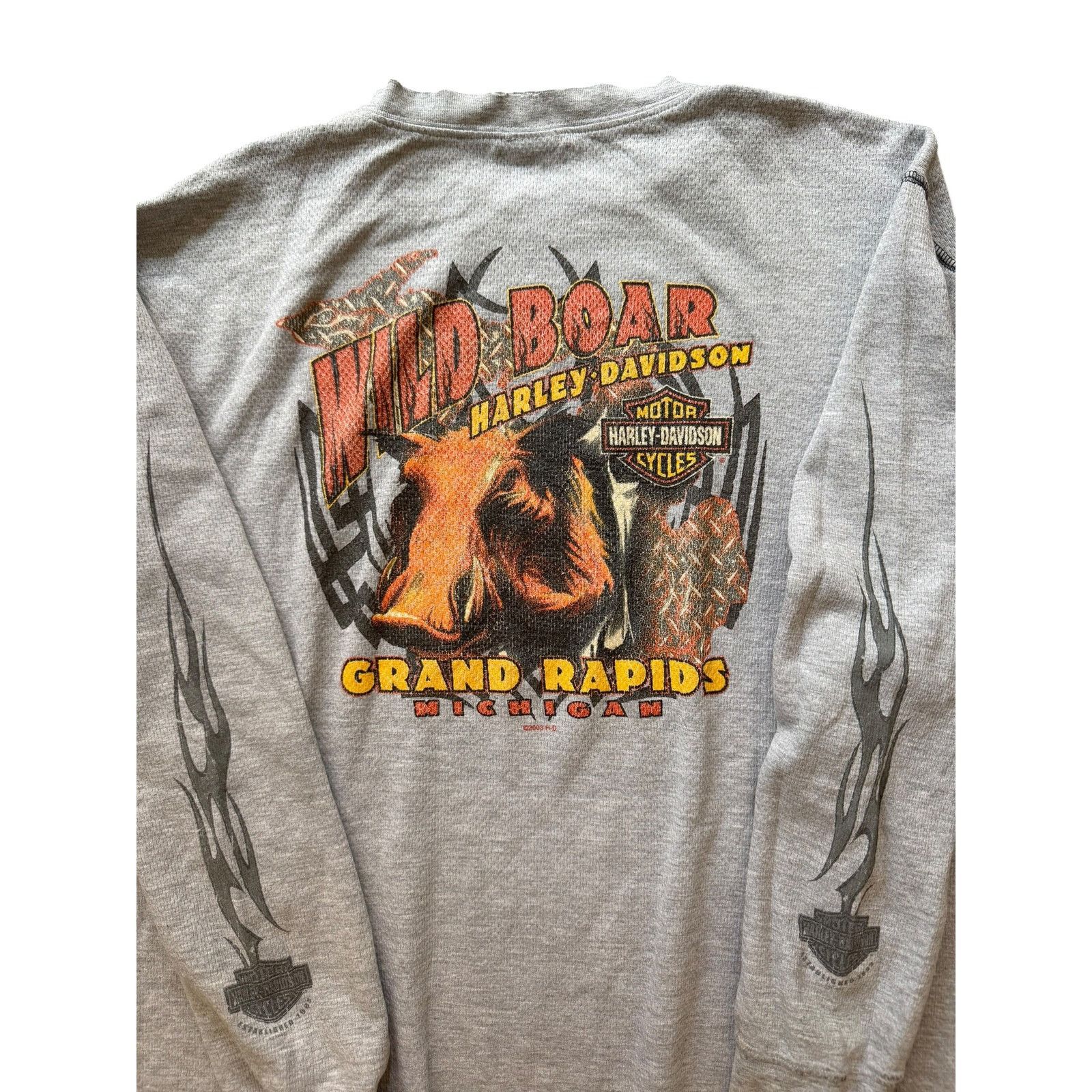 Harley Davidson Vintage Faded Harley Davidson Gray Knit Thermal Long Sleeve Size US XXL / EU 58 / 5 - 5 Thumbnail