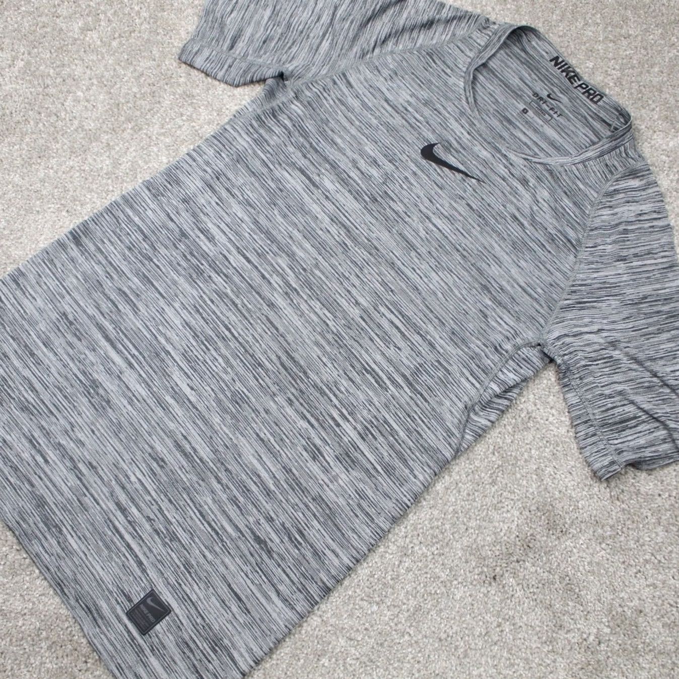 Nike Nike Pro Shirt Mens Small Gray Dri-Fit Polyester Nylon Stretch S/S Pullover Shirt Size US S / EU 44-46 / 1 - 3 Thumbnail
