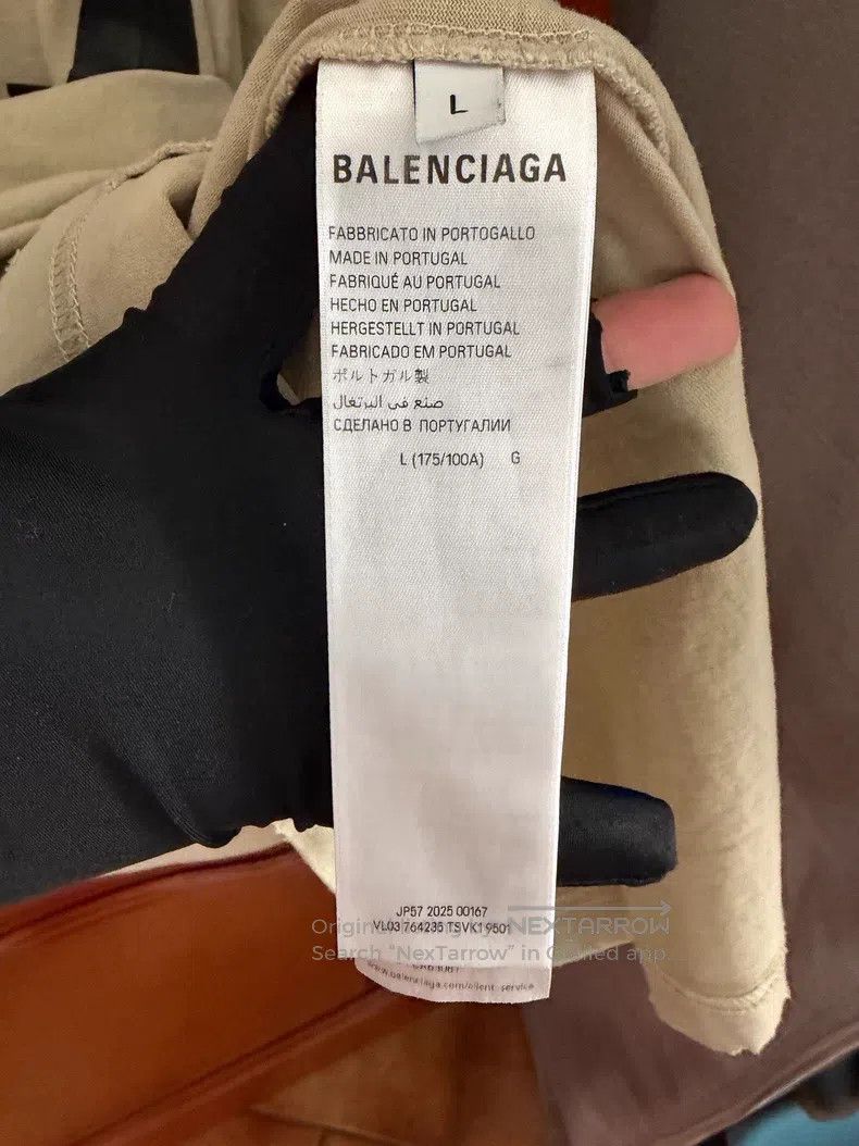 Balenciaga Balenciaga Light Bean Green Tape Logo Short Sleeve T-Shirt Size US L / EU 52-54 / 3 - 4 Thumbnail