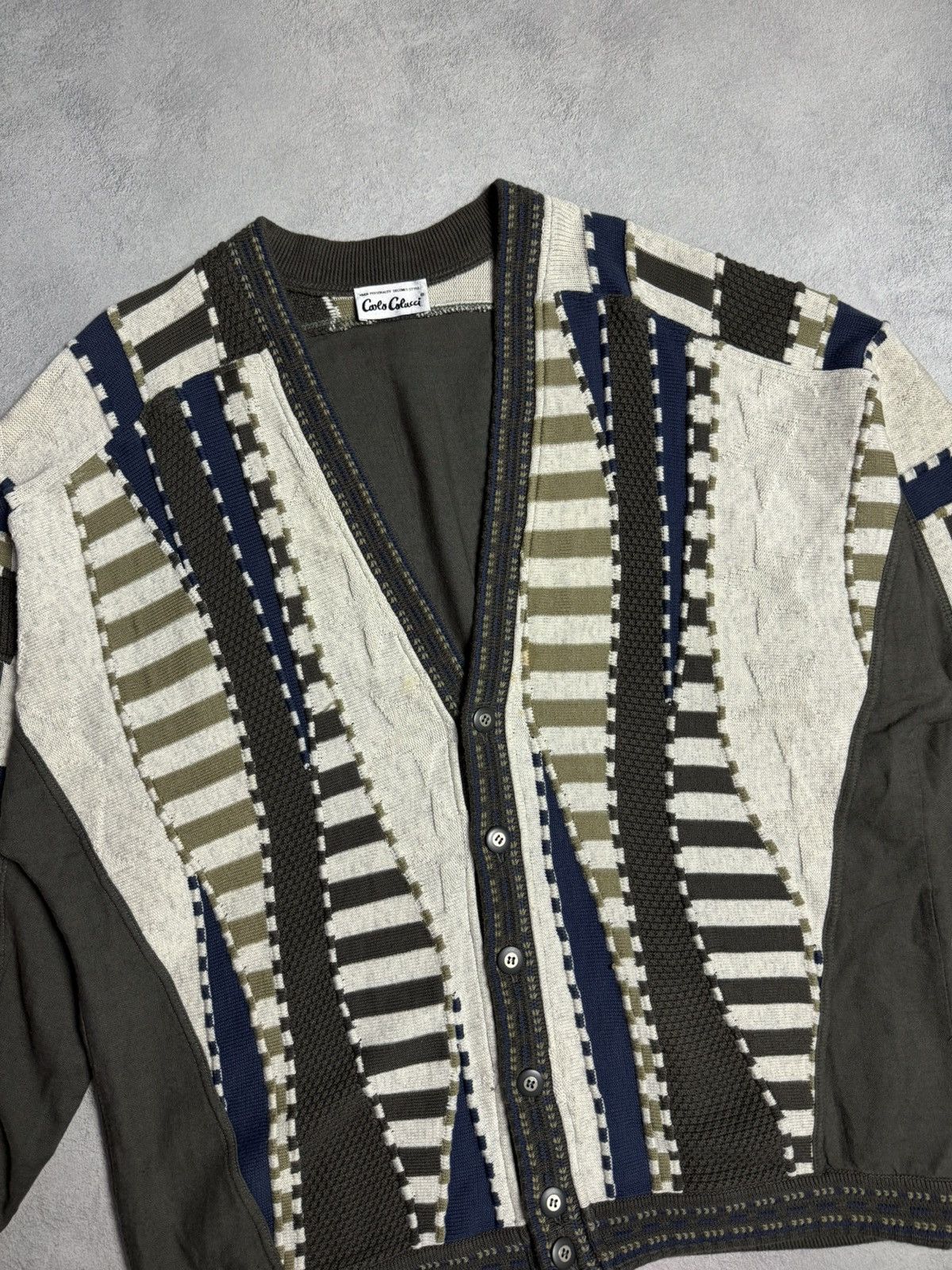 Carlo Colucci Carlo Colucci Vintage Cotton Acrylic V-Neck Knit Cardigan Size US XXL / EU 58 / 5 - 3 Thumbnail