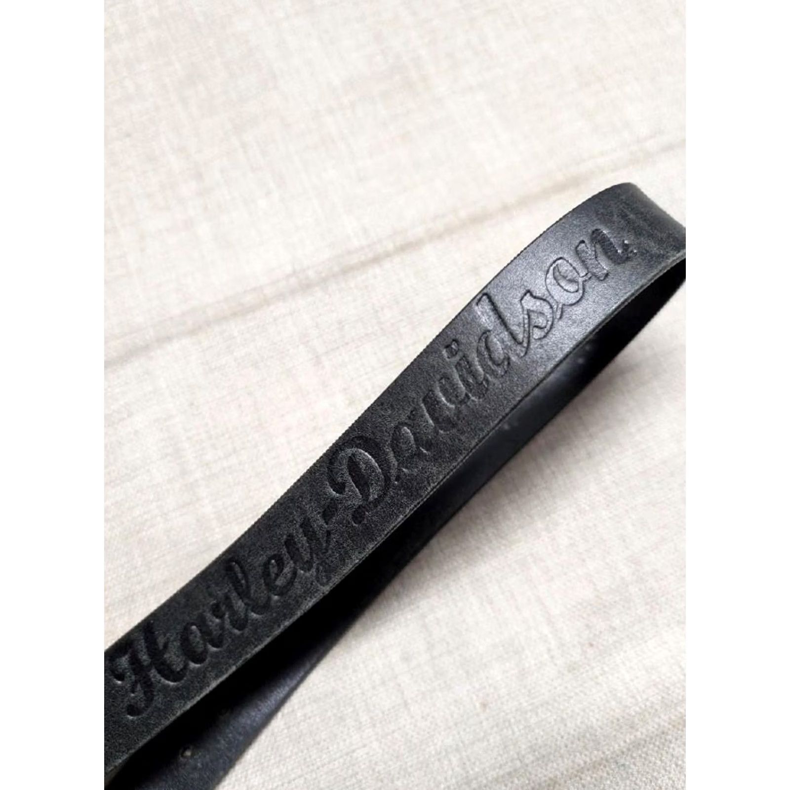 Harley Davidson VINTAGE Harley-Davidson belt Western belt Men 38 Black Leather USA buckle spellout western Size 38 - 2 Thumbnail