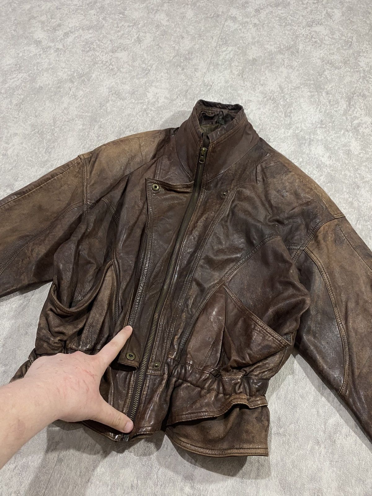 Le Grande Bleu (L.G.B.) Vintage Distressed Leather Jacket LGB If Six Was Nine Style Size M / US 6-8 / IT 42-44 - 5 Thumbnail