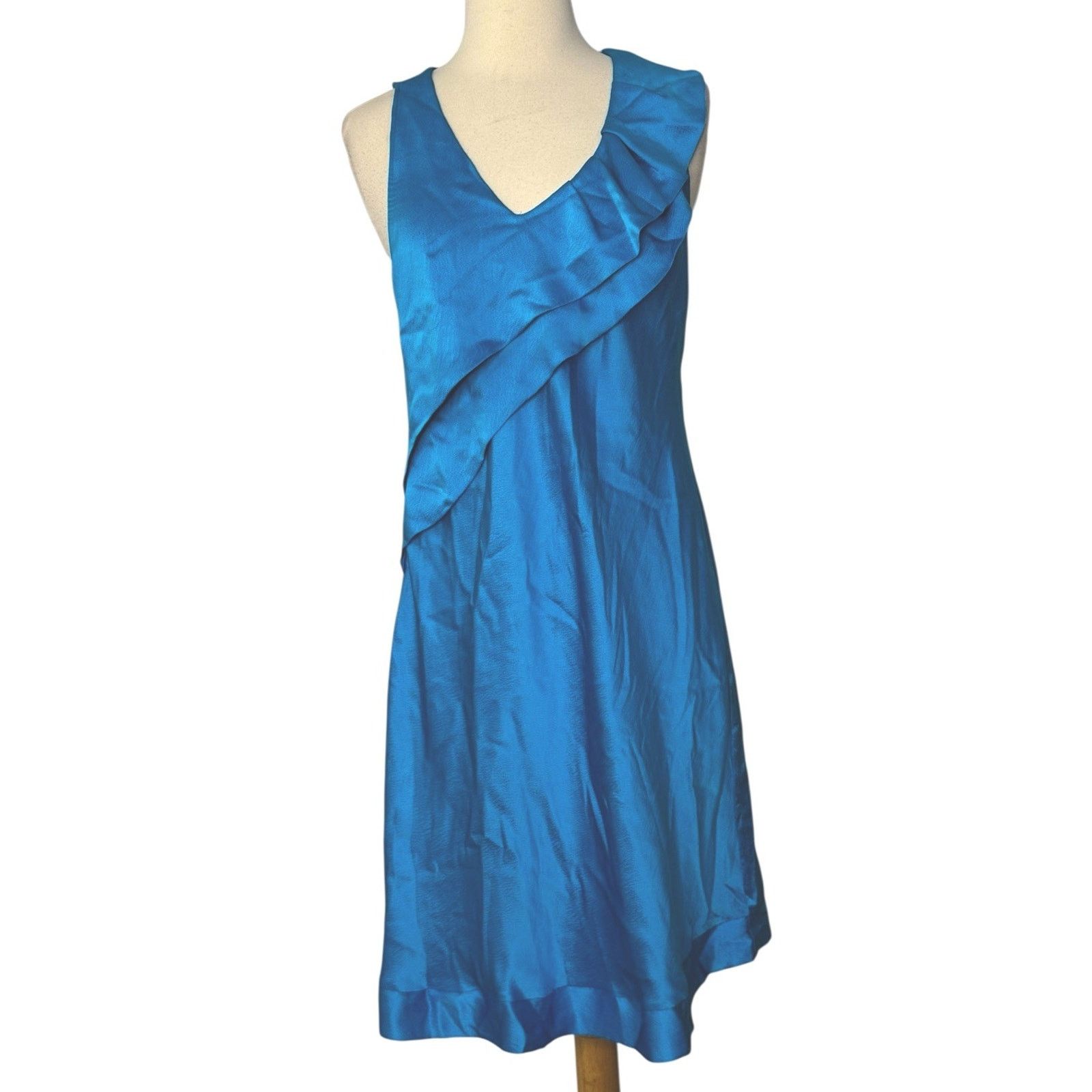 Anthropologie Anthropologie ALI RO Silk Turquoise Ruffle Mini Dress Halter Size M / US 6-8 / IT 42-44 - 3 Thumbnail