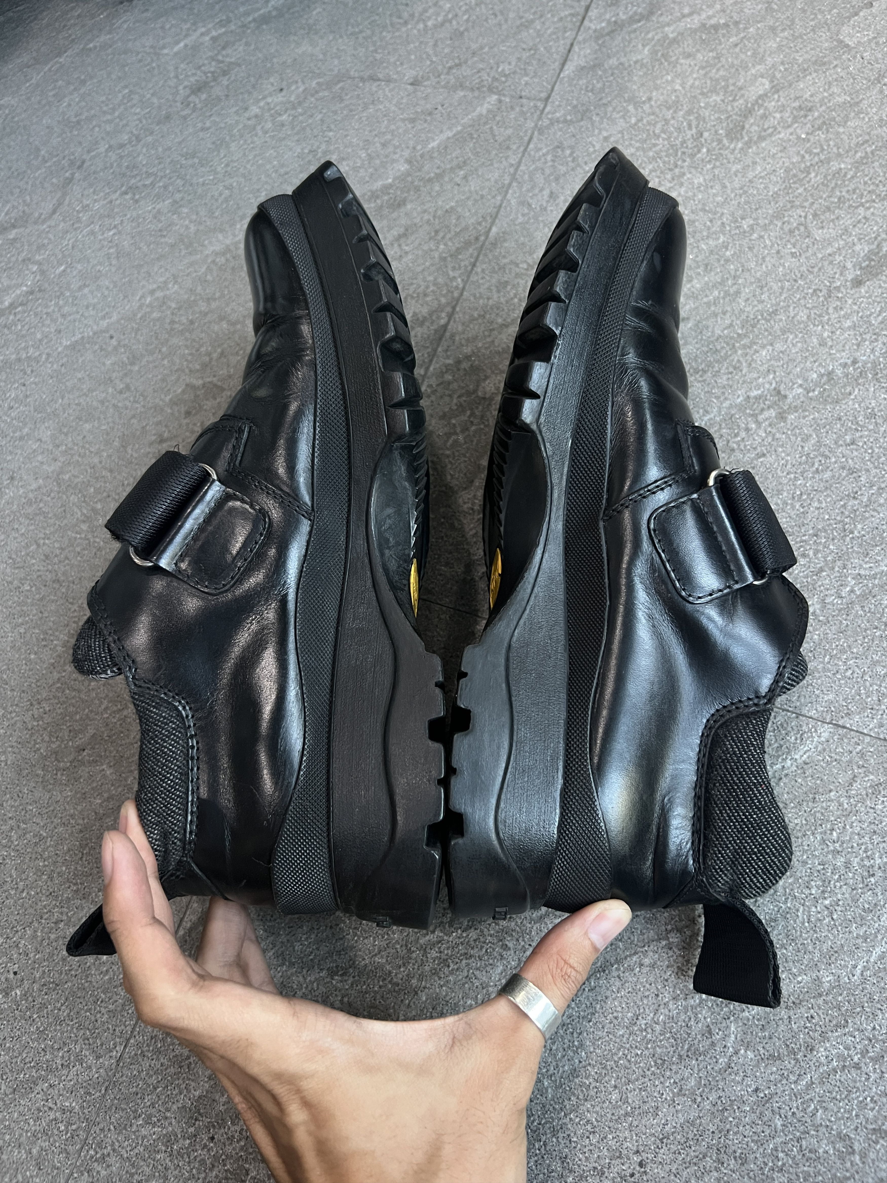 Prada Prada Sport Vibram Strap Chunky Leather Sneakers US 7 Black Size US 7 / EU 40 - 7 Thumbnail