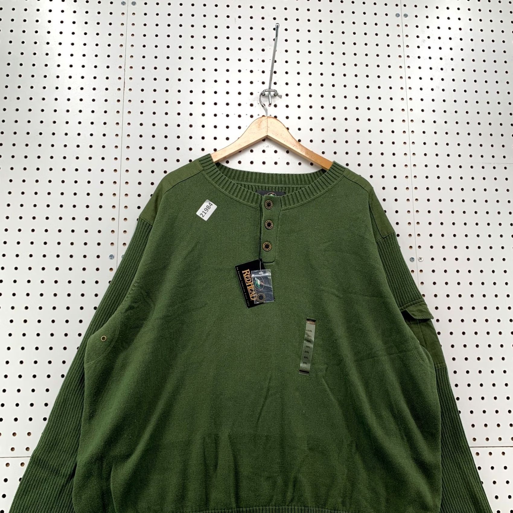 Vintage RedHead Sweater Mens 2XL Green NEW Henley Button Ribbed Knit 5x30 Pullover Size US XXL / EU 58 / 5 - 7 Thumbnail