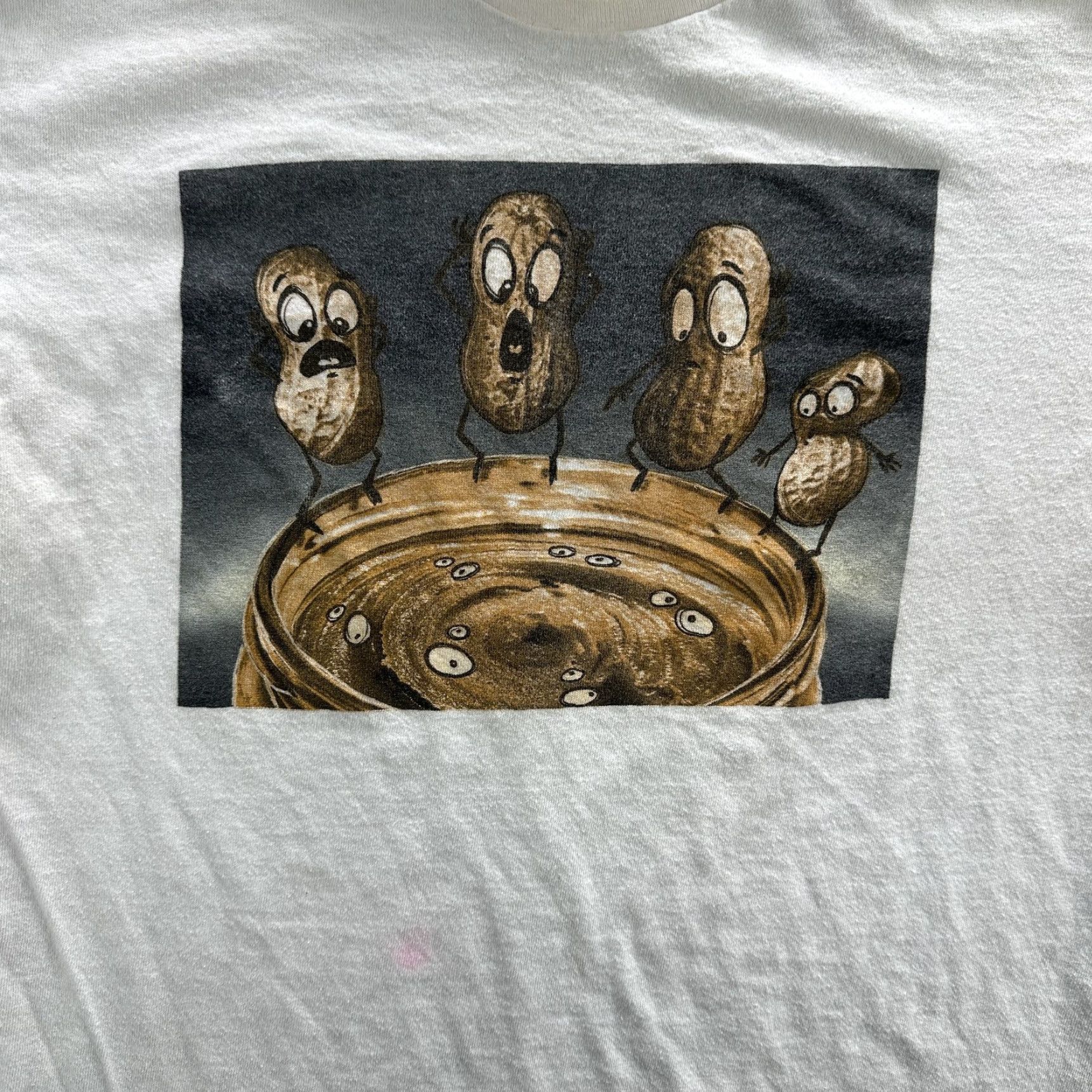 Peanuts Funny Peanut Butter Shirt Large White Cartoon Graphic Tee Food Peanuts Jar Mens Size US L / EU 52-54 / 3 - 6 Thumbnail