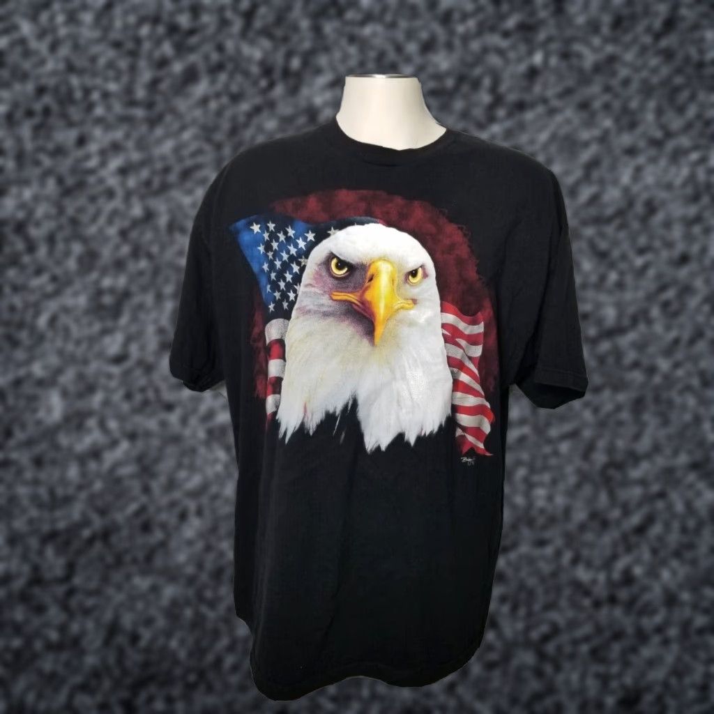 Vintage Vintage Alstyle Apparel & Activewear T-Shirt Mens 2XL Black Eagle Graphic 90s Alaska Flag Shirt Size US XXL / EU 58 / 5 - 1 Thumbnail