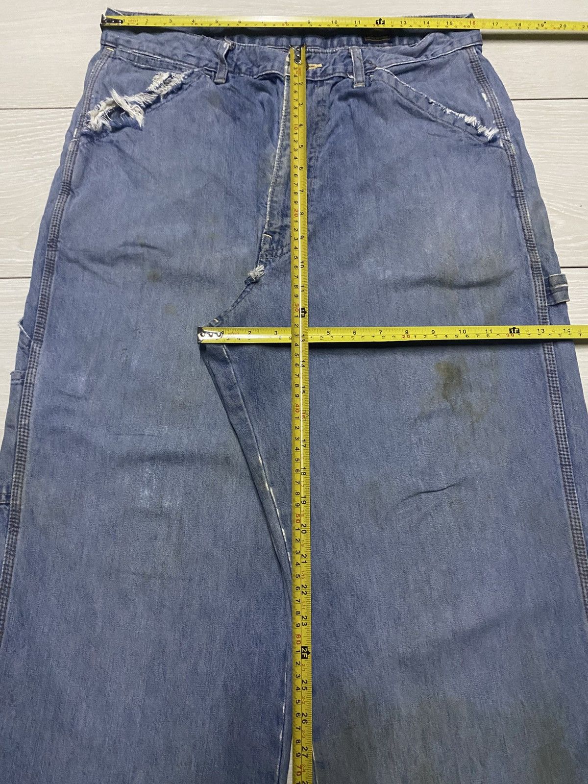 Global Work Vintage Global Worker Carpenter Grunge Frayer Baggy Pants Size US 32 / EU 48 - 16 Thumbnail