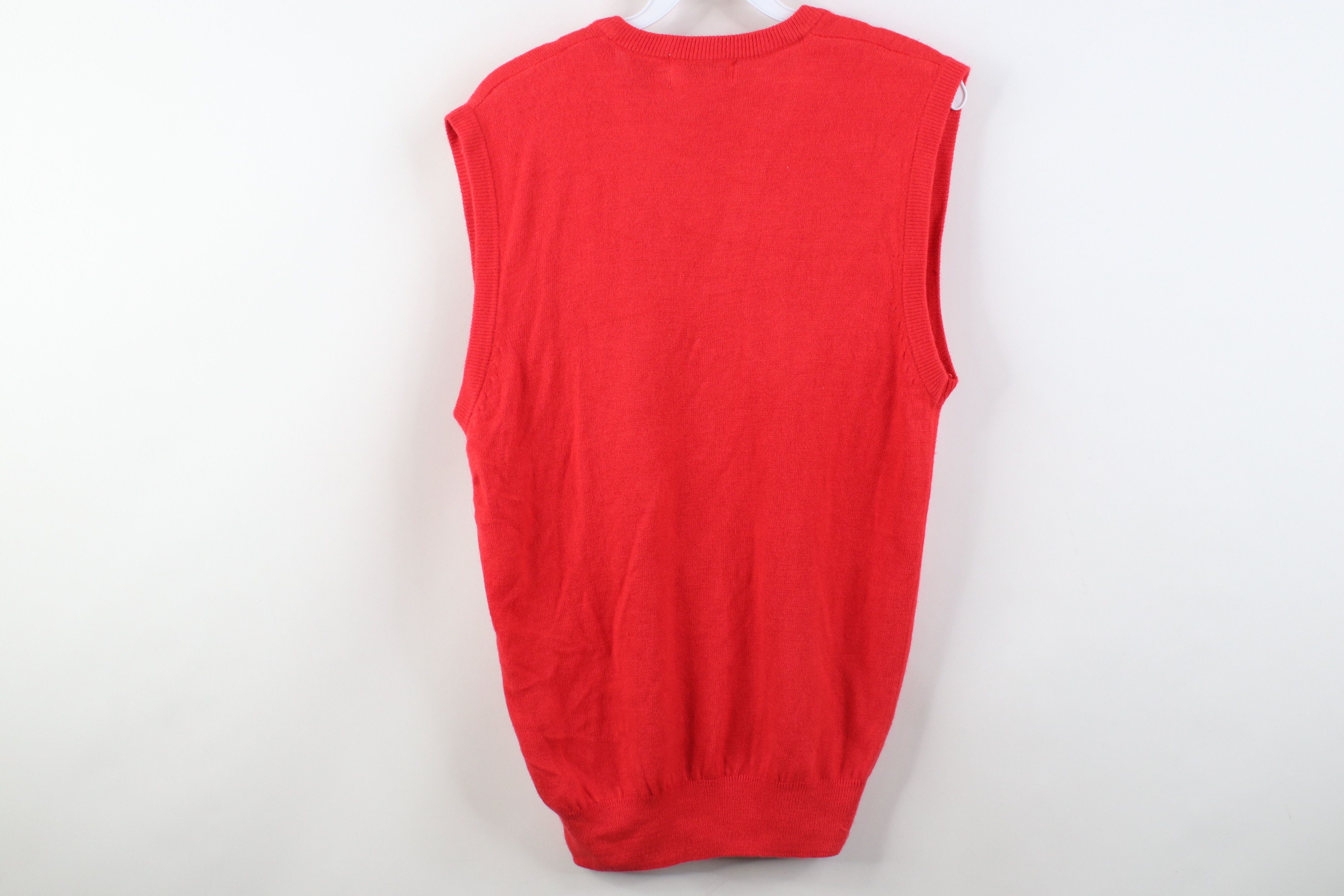 Vintage Deadstock Vintage 70s Soft Knit V-Neck Sweater Vest Red Size M / US 6-8 / IT 42-44 - 9 Thumbnail