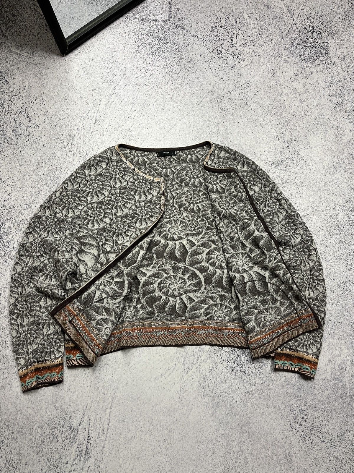 Vintage Ivko Woman Jacquard Cardigan Sea Shell Pattern Size XL Size XL / US 12-14 / IT 48-50 - 5 Thumbnail