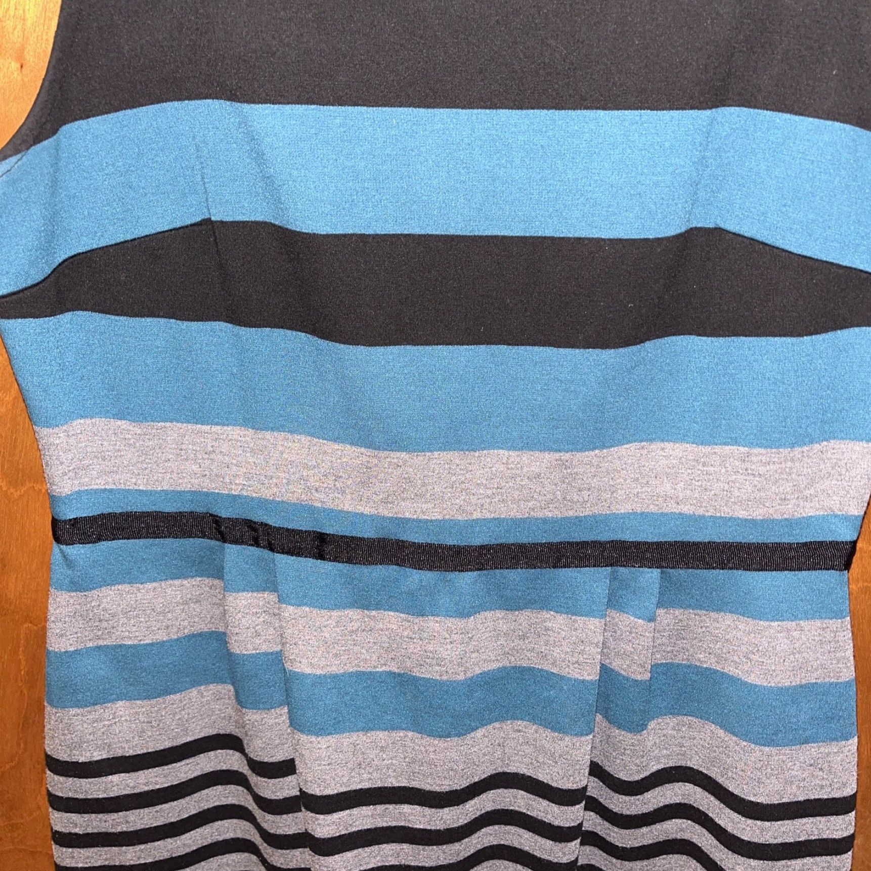 Loft LOFT Striped Green Gray Black Tank Dress Ribbon Waist Pleats Size 8 Women Size M / US 6-8 / IT 42-44 - 3 Thumbnail