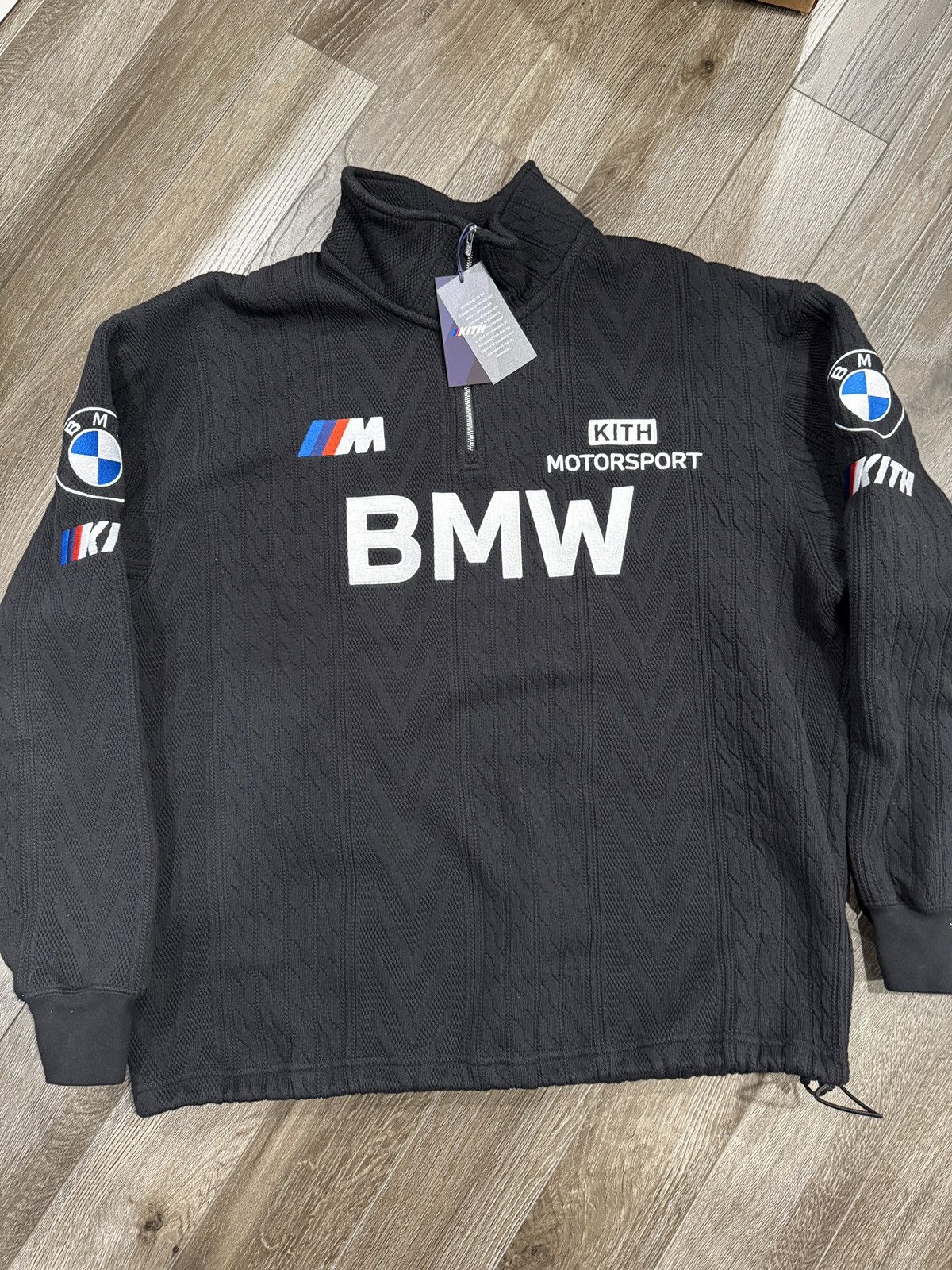 BMW × Kith Kith BMW cable fleece sweater quarter zip IN HAND | Grailed