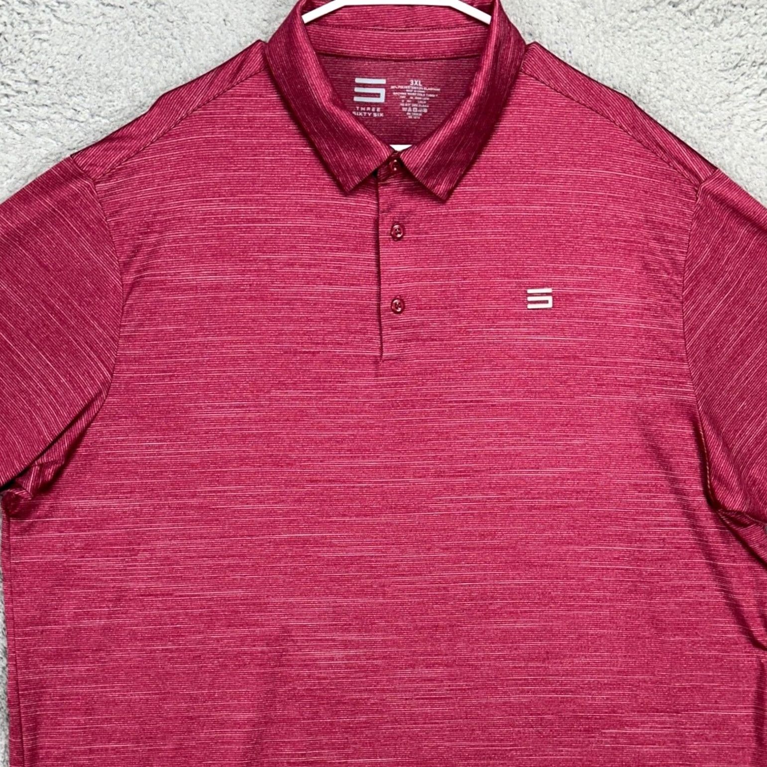 Vintage Three Sixty Six Mens Polo Shirt 3XL Magenta Stretch Logo Rugby Short Sleeve Golf Polo Adult Short Sleeve Mens Shirt Size US XXL / EU 58 / 5 - 2 Thumbnail