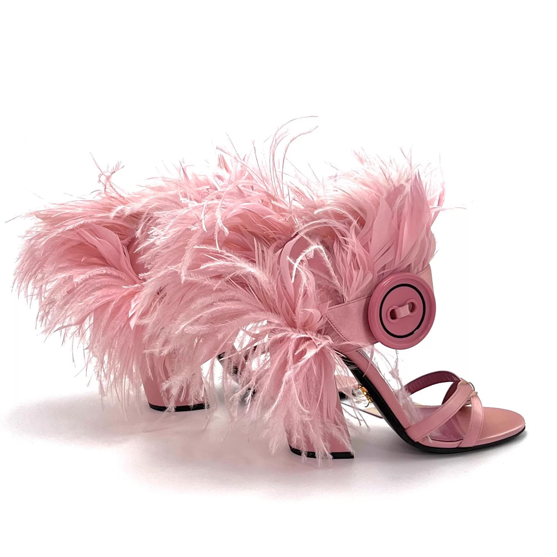 Prada PRADA Runway Feather Pink Block Heel Size 35 Size US 4.5 / IT 34.5 - 2 Thumbnail