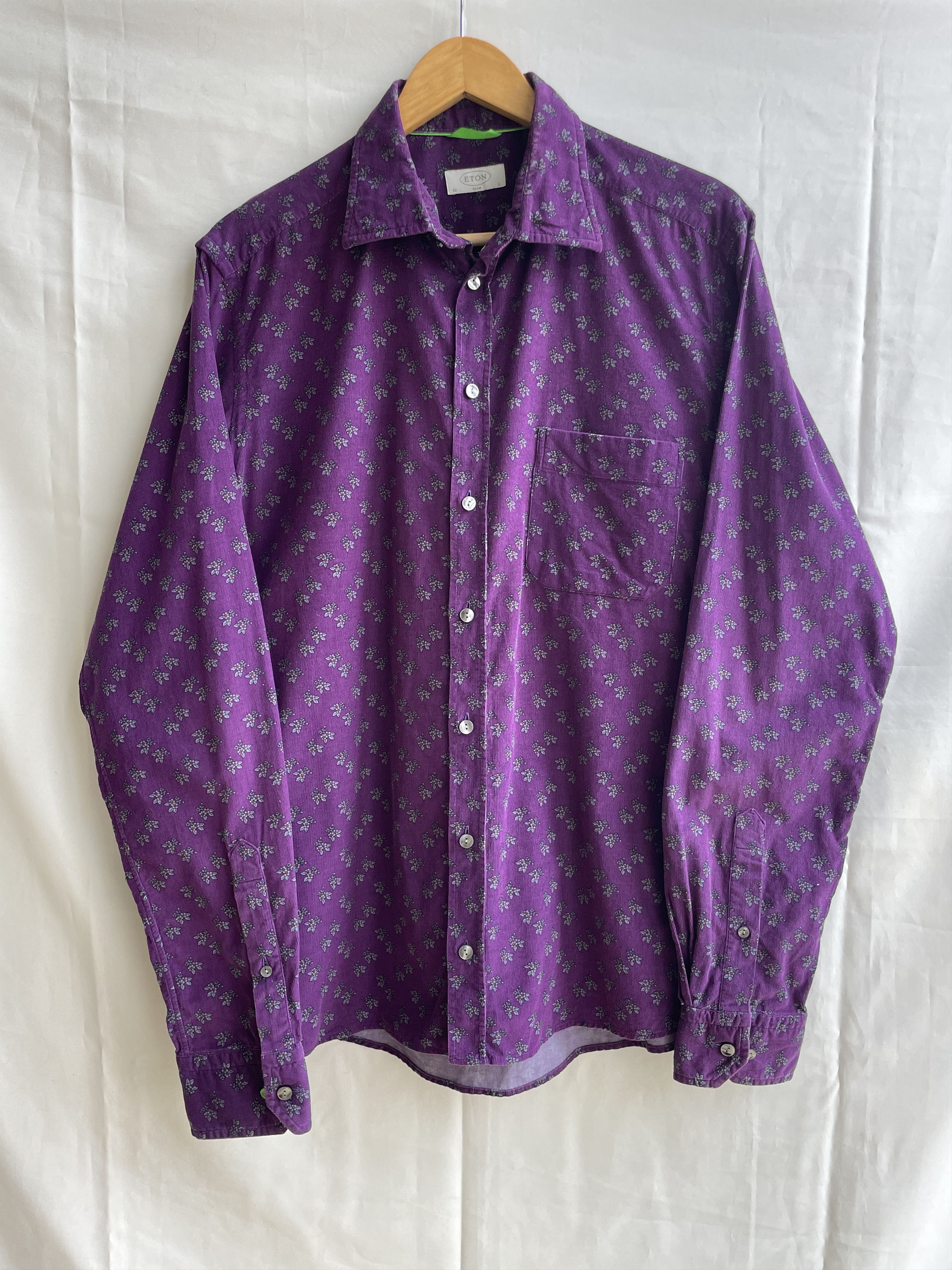 Eton Eton Slim Fit Corduroy Floral Shirt Size L Size US L / EU 52-54 / 3 - 1 Thumbnail