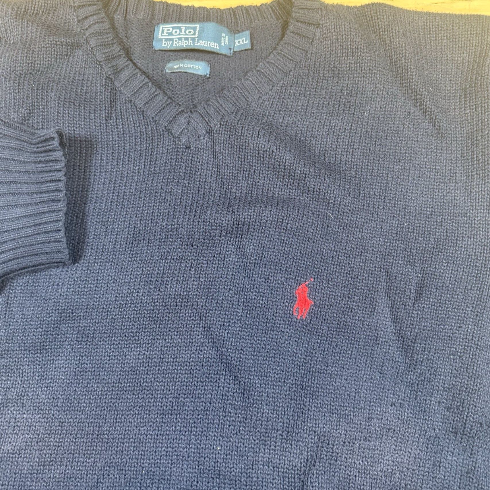 Ralph Lauren VINTAGE Ralph Lauren Sweater Mens XXL Blue V-Neck Cinched Polo Size US XXL / EU 58 / 5 - 4 Thumbnail