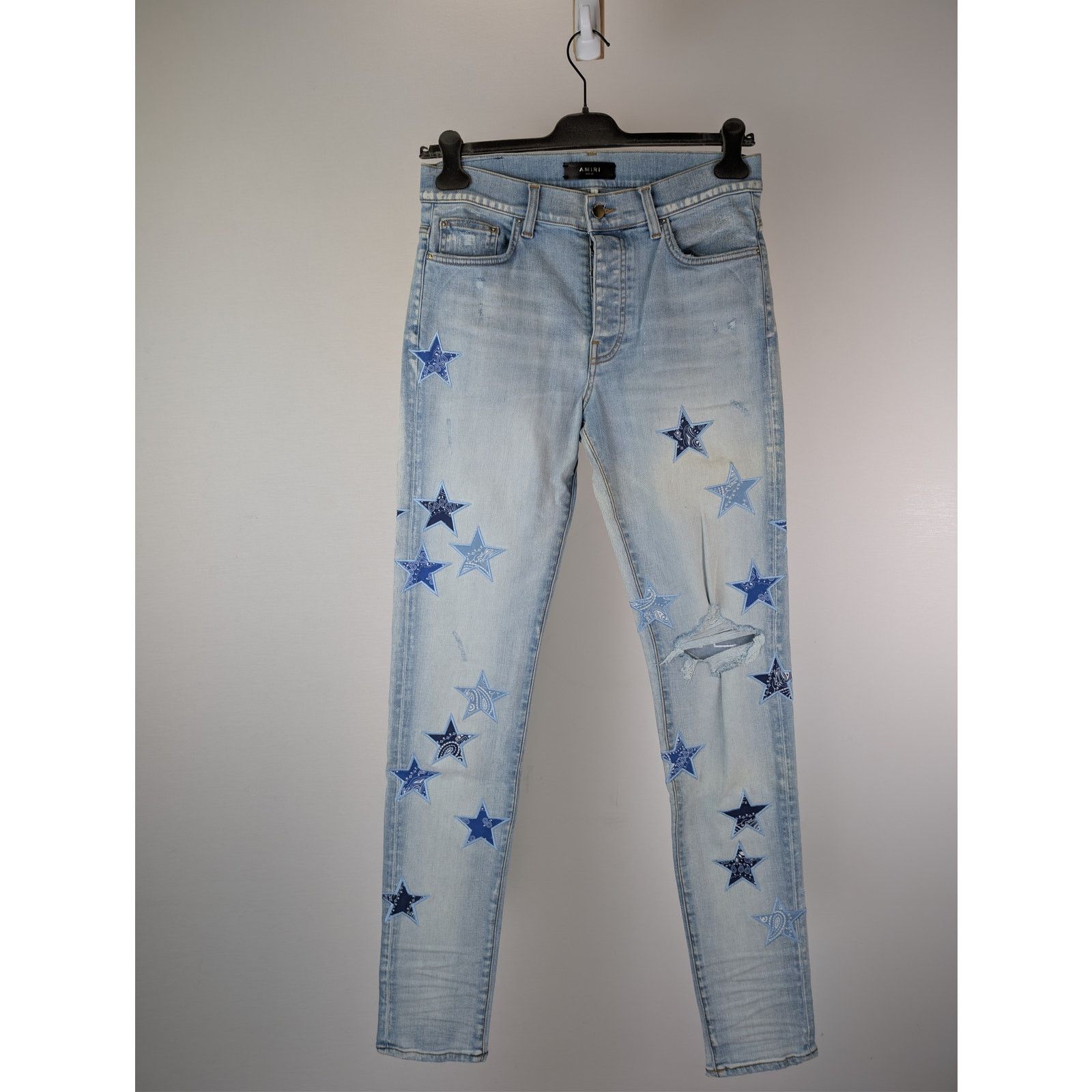 Amiri o1rshd1 Bandana Star Jean Denim Pants Jeans in Light Indigo Size US 30 / EU 46 - 11 Thumbnail