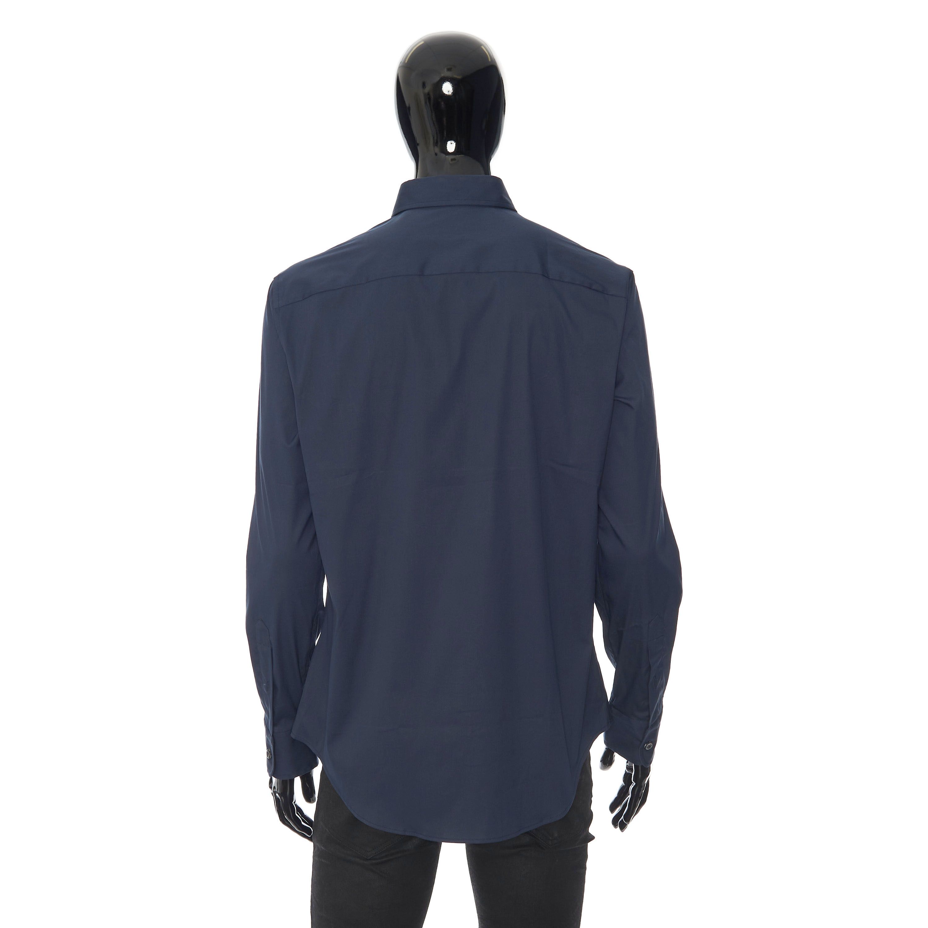 Brioni Longsleeve Fitted Shirt In Dark Blue Cotton Blend Size US M / EU 48-50 / 2 - 5 Thumbnail