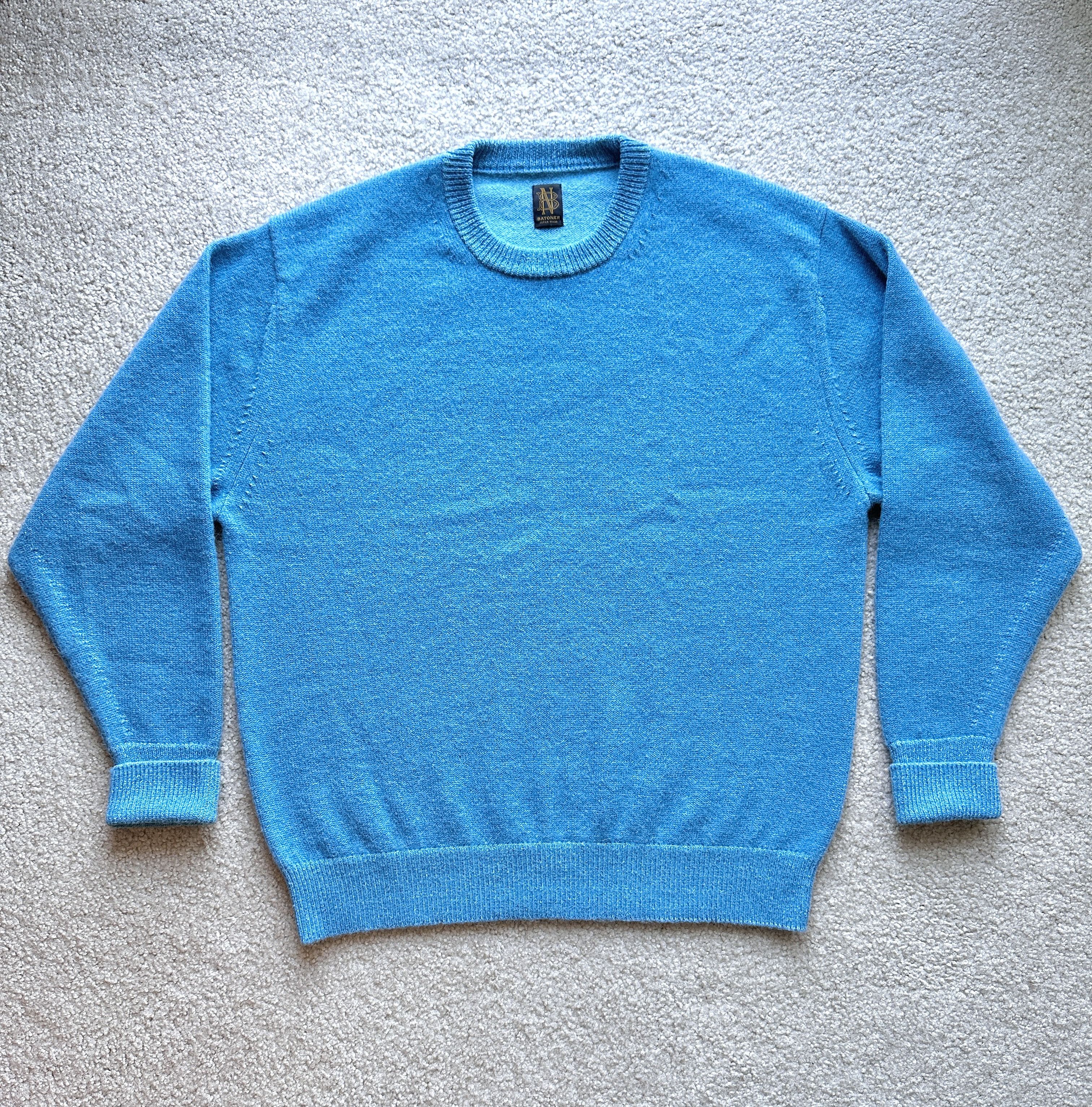 Batoner Batoner Baby Alpaca Blue Crew Neck Knit Sweater Size US L / EU 52-54 / 3 - 1 Thumbnail
