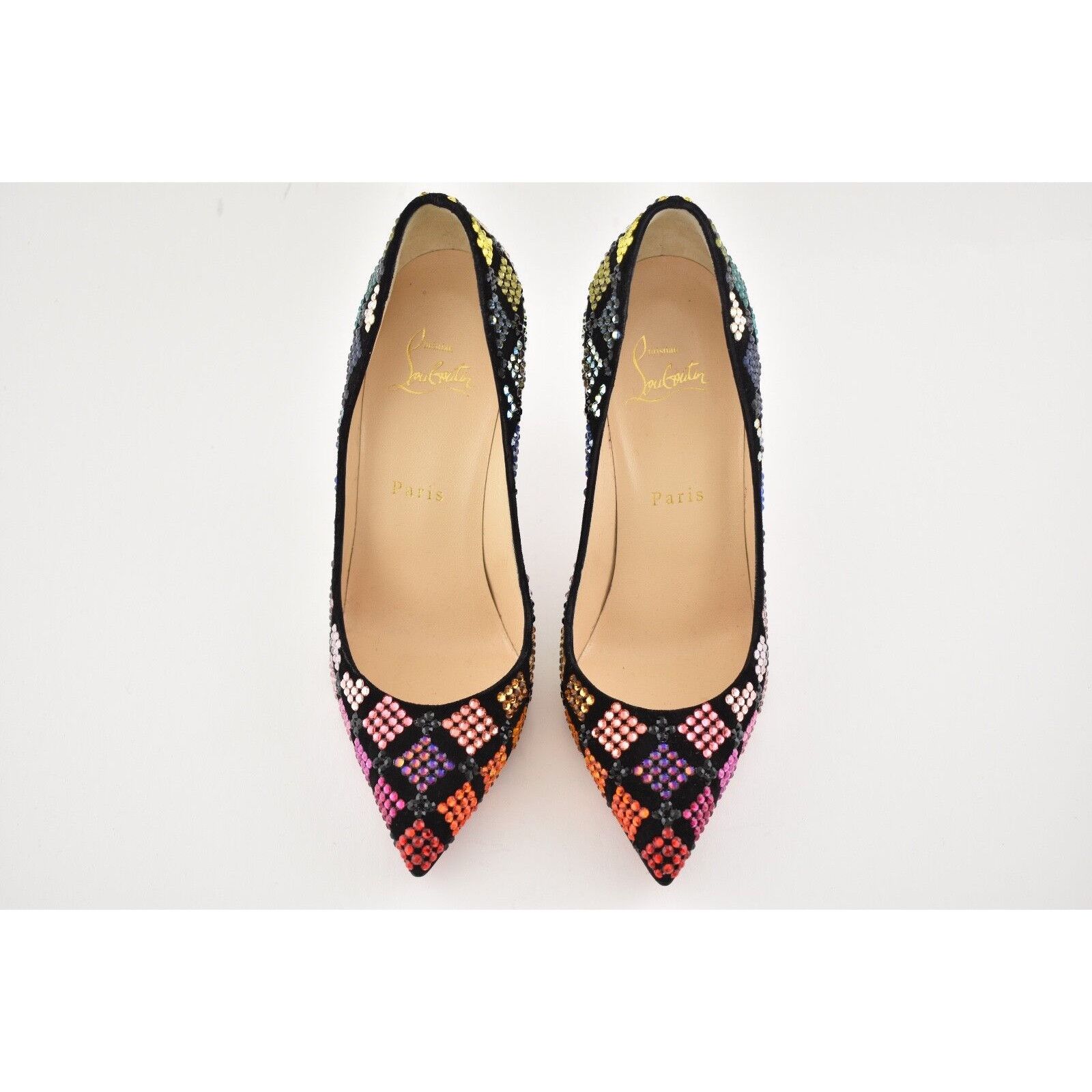 Christian Louboutin Arletta 100 Black Suede Red Strass Pigalle Heel Pump 36.5 Size US 6.5 / IT 36.5 - 7 Thumbnail