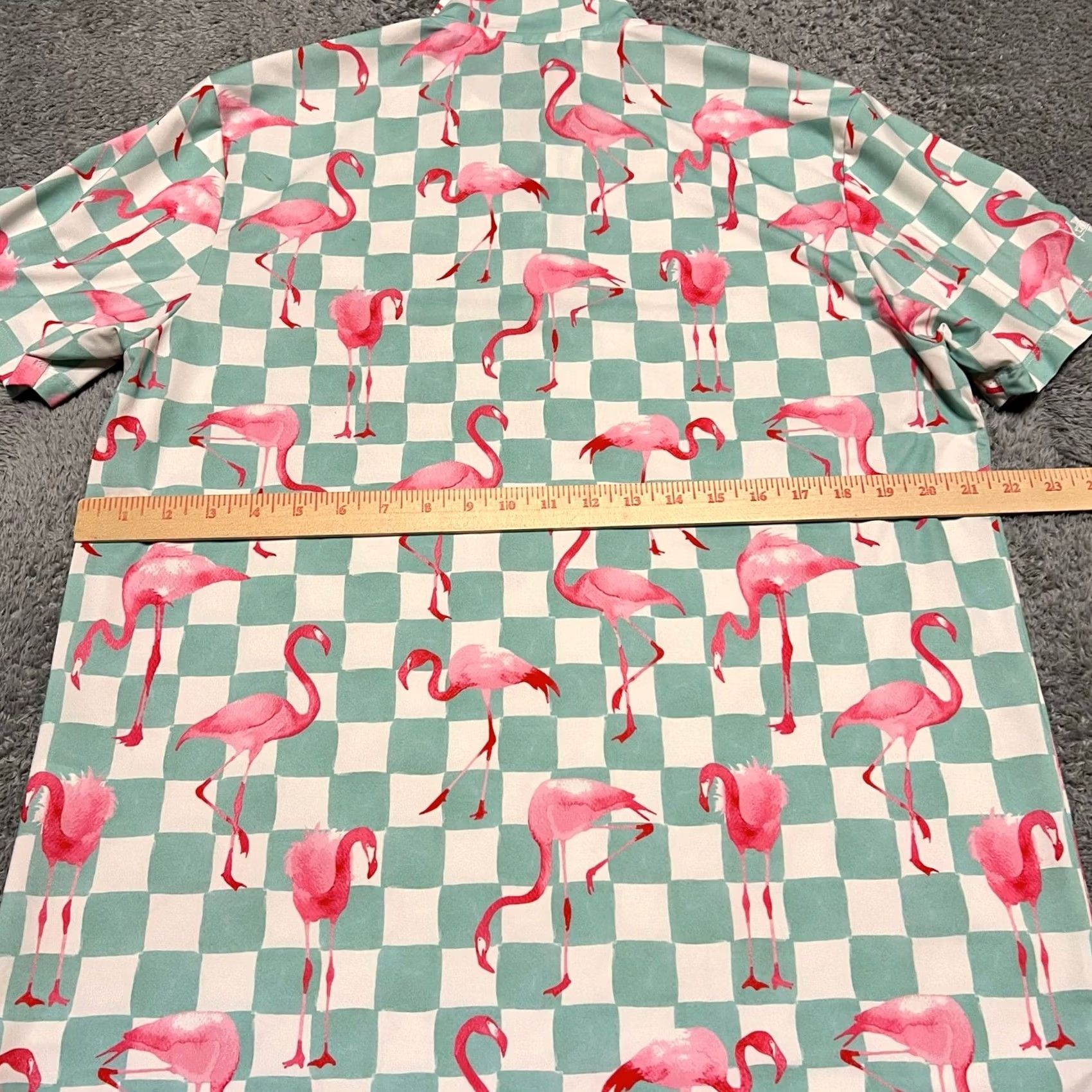 Vintage Kenny Flowers Polo Shirt Mens Large Flamingo Checkered White Green Everyday L Regular Men Green Flamingo Polo Shirt Size US L / EU 52-54 / 3 - 6 Thumbnail