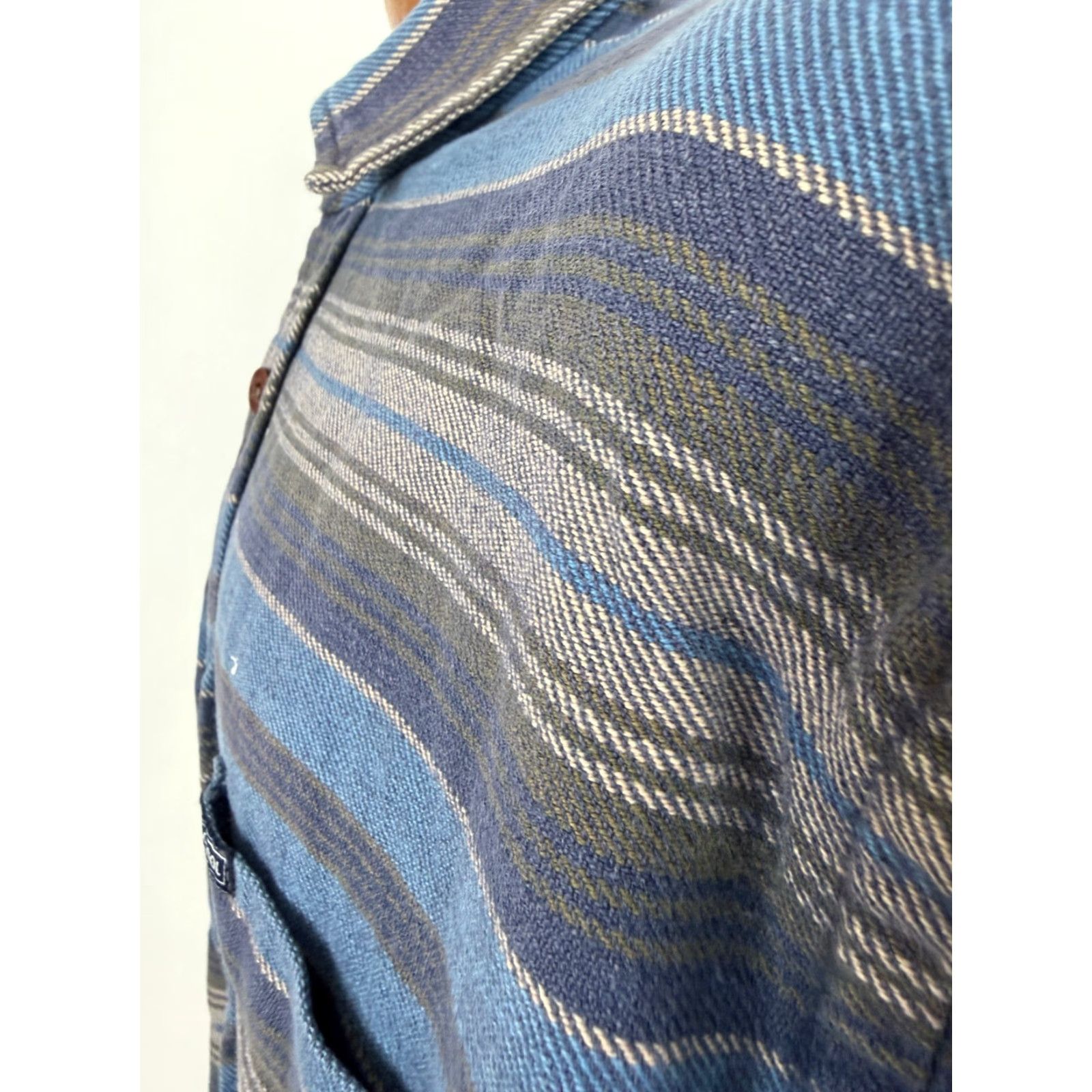 Vintage VINTAGE Old School Clothing Co. Shirt XL Blue Striped Handwoven Cotton Button-Up Men's Size US XL / EU 56 / 4 - 7 Thumbnail