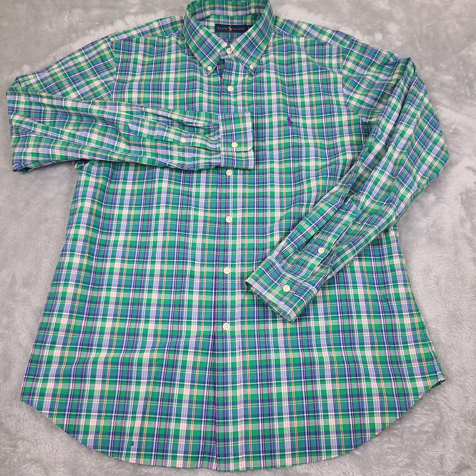 Polo Ralph Lauren Polo Ralph Lauren Shirt Mens L Green Plaid Regular Fit Butto Size US L / EU 52-54 / 3 - 1 Thumbnail