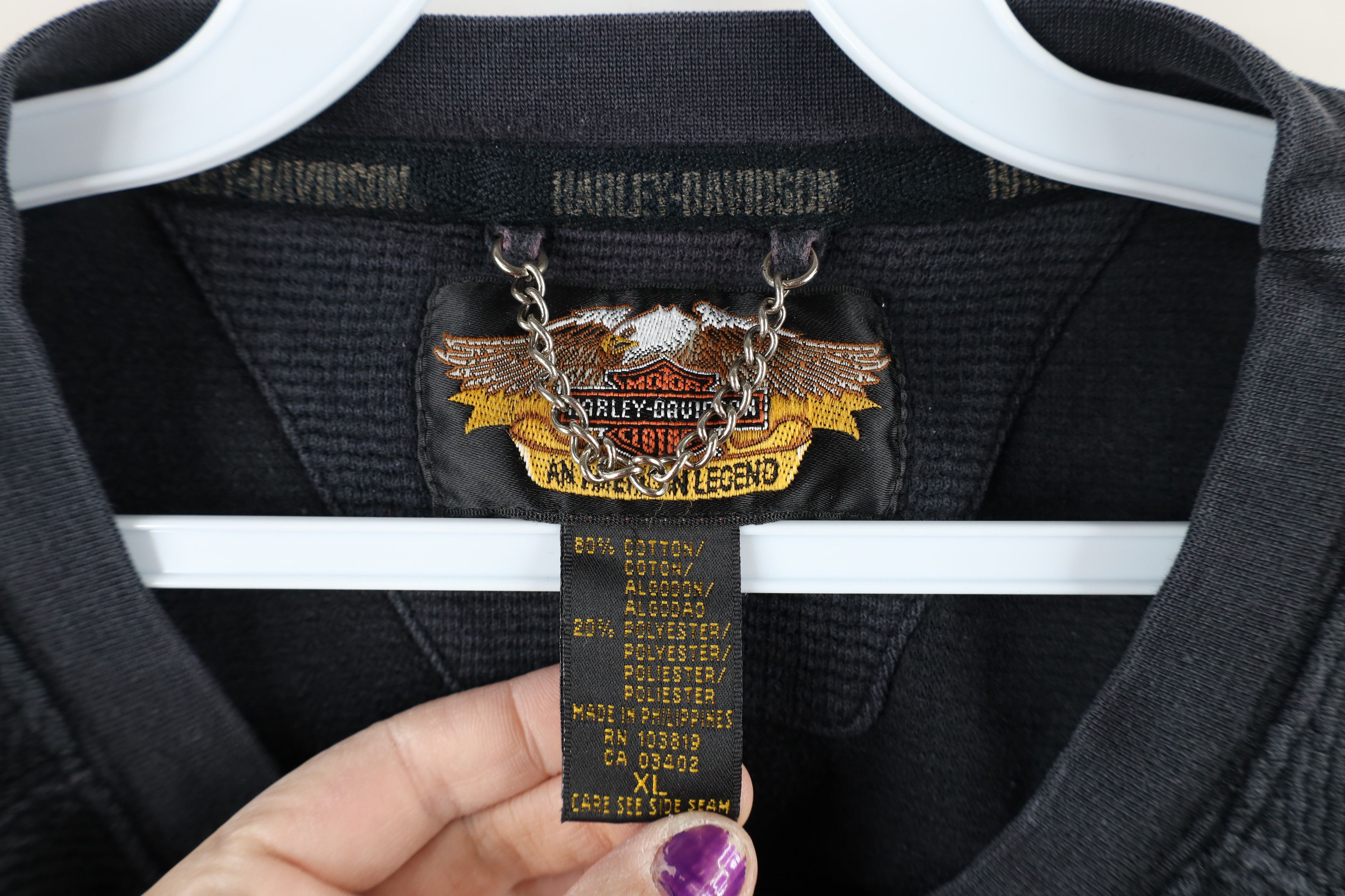 Harley Davidson × Vintage Vintage 90s Harley Davidson Waffle Knit Long Sleeve T-Shirt Size US XL / EU 56 / 4 - 4 Thumbnail