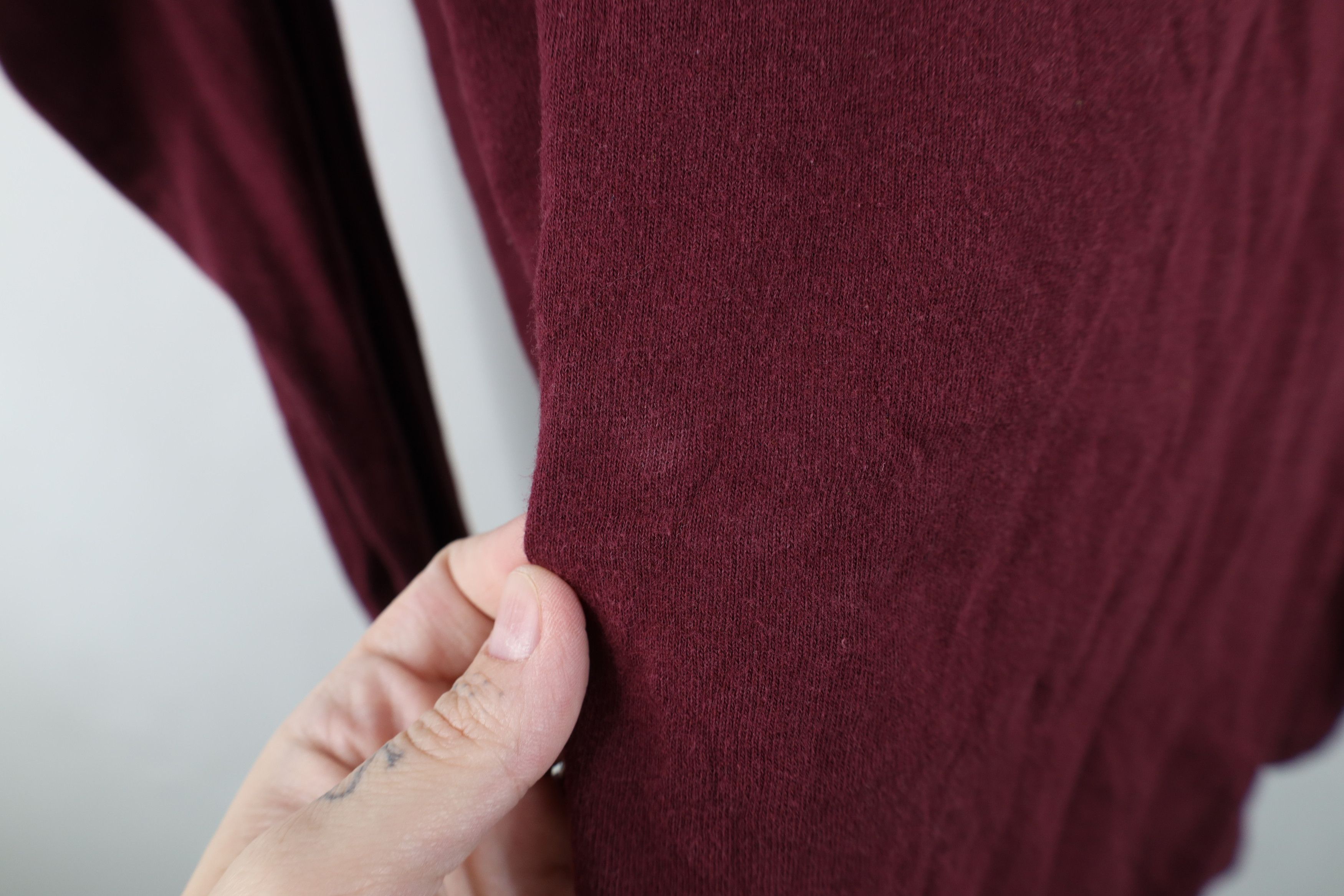 Vintage Vintage 90s Streetwear Cotton Long Sleeve T-Shirt Burgundy Size US XL / EU 56 / 4 - 10 Thumbnail