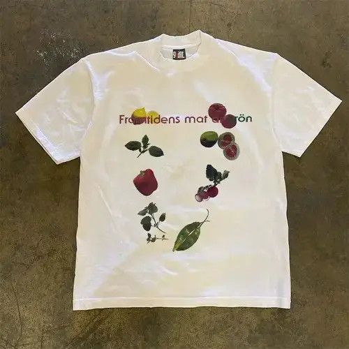 VIBE White street washed retro lemon print t-shirt Size US L / EU 52-54 / 3 - 1 Preview
