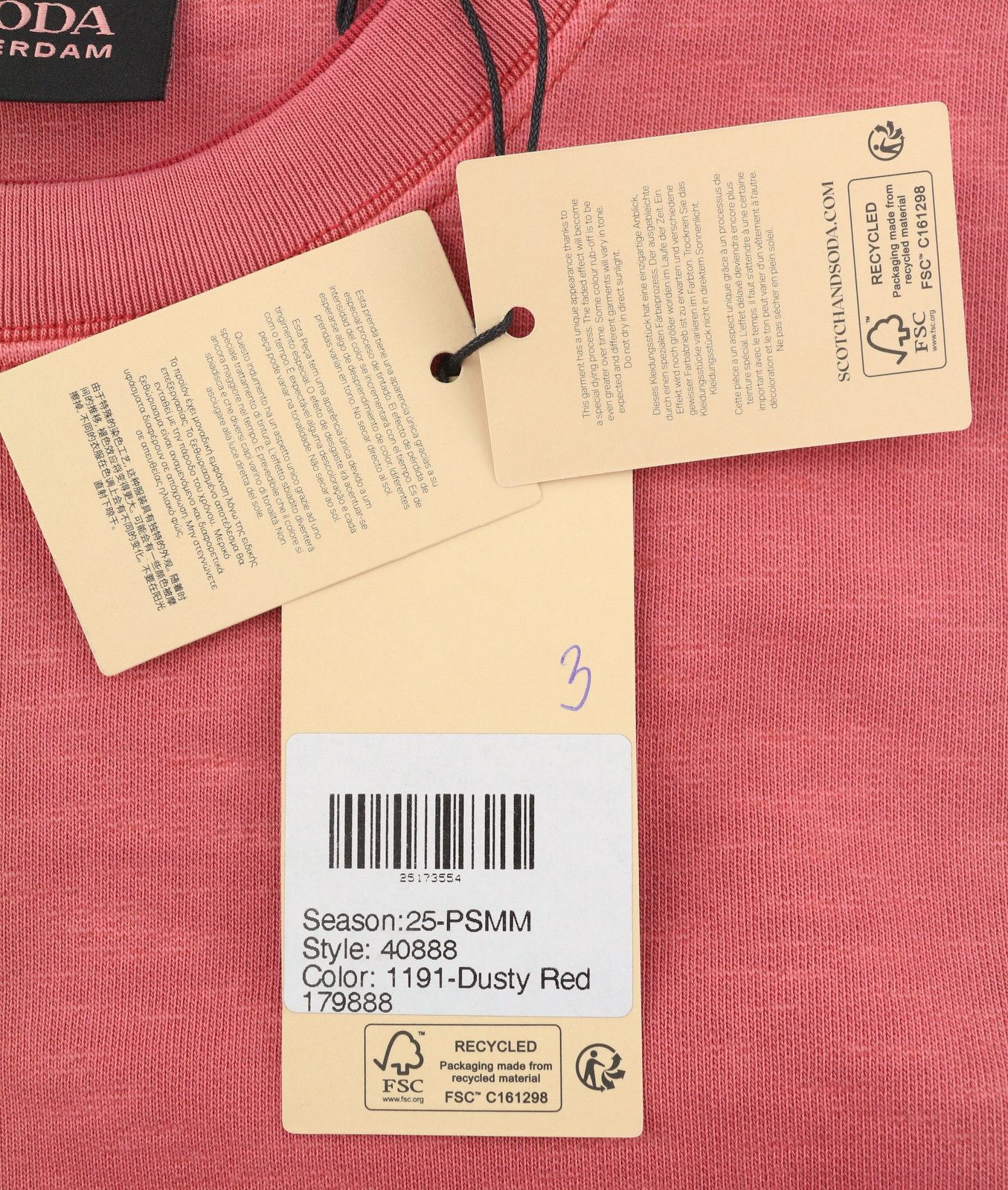 Scotch & Soda L Dusty Red Crew Neck Sweatshirt 88545 Size US L / EU 52-54 / 3 - 6 Thumbnail