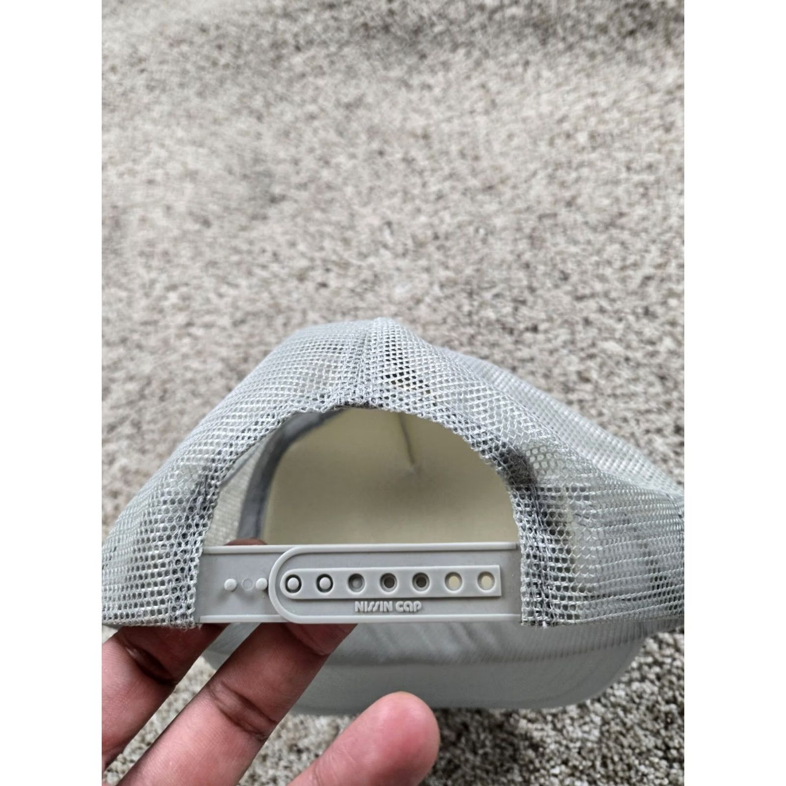 Vintage VINTAGE Nissin Trucker Hat Cap One Size Snapback Beige 90s Accessory Mens Cap Adjustable Cotton Twill Gray Front Logo Size ONE SIZE - 2 Thumbnail