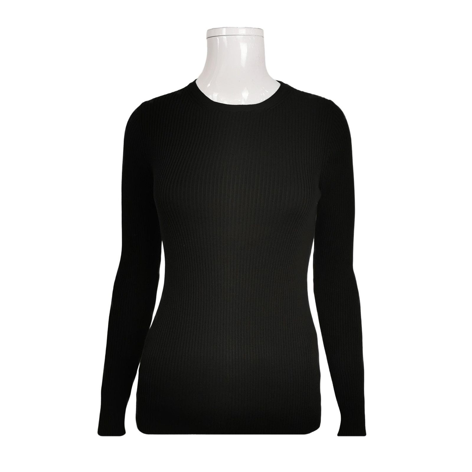 Prada Prada Black Ribbed Knit Long Sleeve Top 0089 Size S / US 4 / IT 40 - 1 Thumbnail