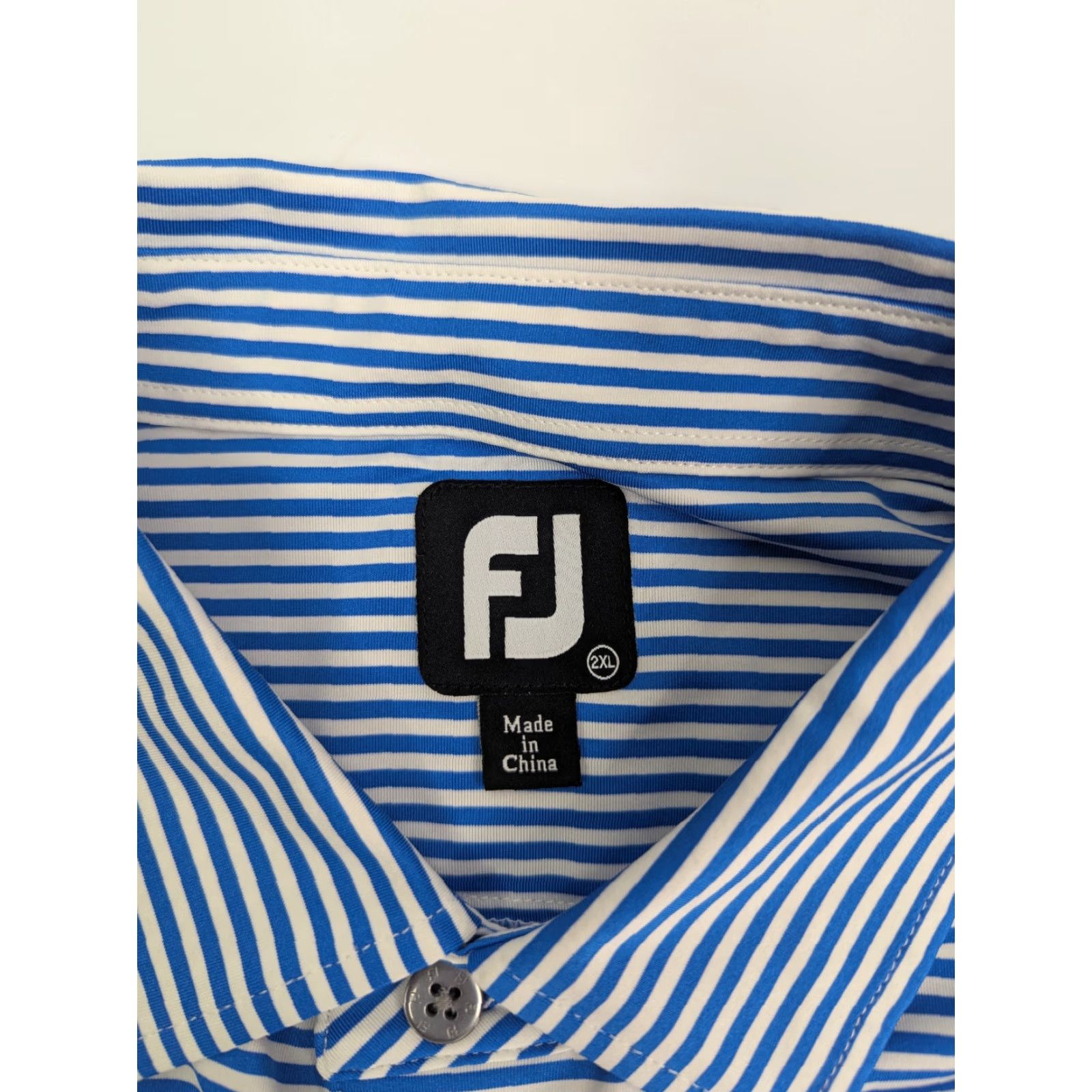 Footjoy FootJoy Polo Shirt Mens 2XL Striped Blue Short Sleeve Button Collared Knit Polyester Spandex Golf Activewear Casual Workwear Shirt Clothing Size US XXL / EU 58 / 5 - 6 Thumbnail