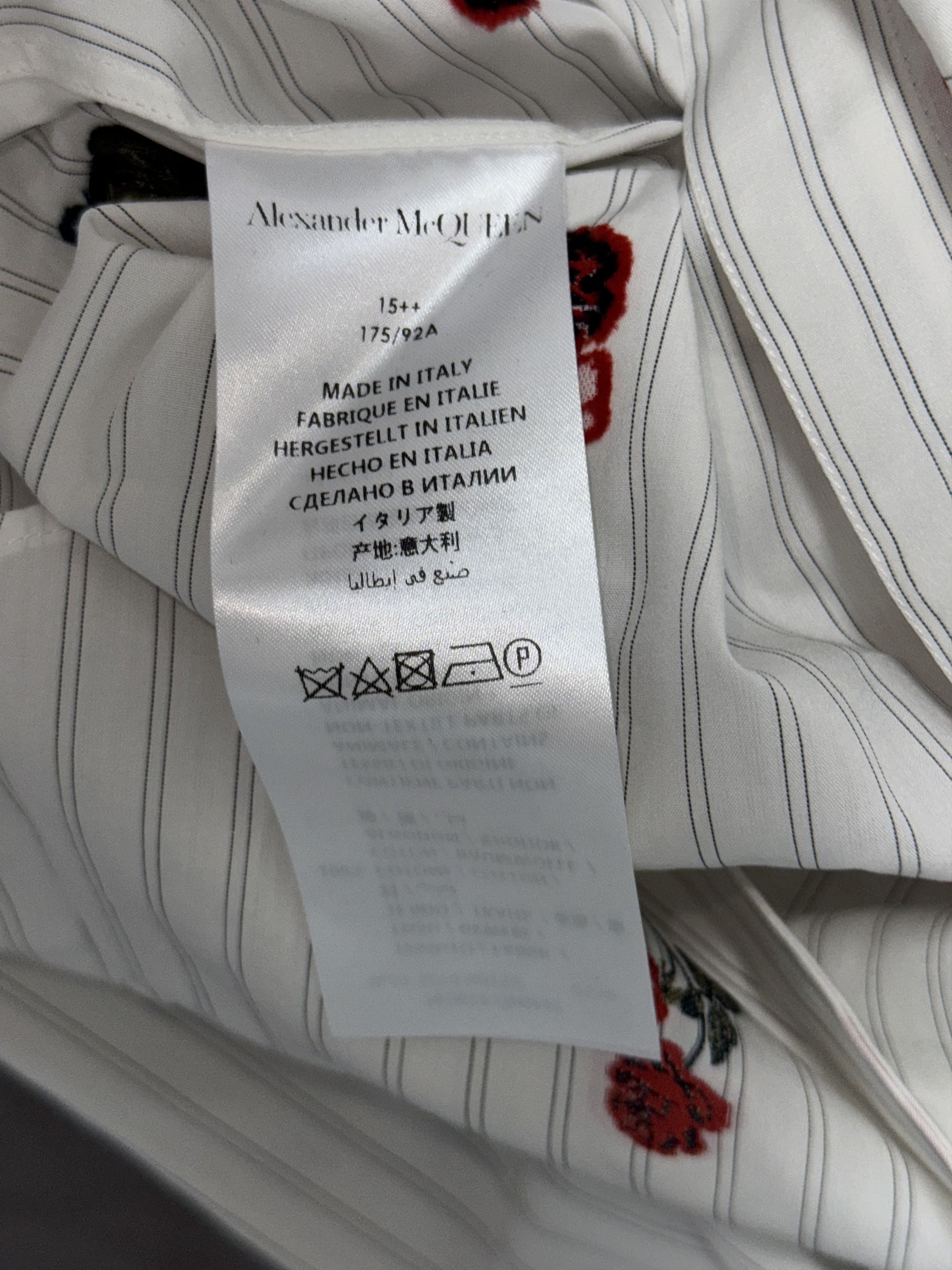 Alexander McQueen Floral Rose Embroidery Stripe Dress Shirt Size US M / EU 48-50 / 2 - 5 Thumbnail