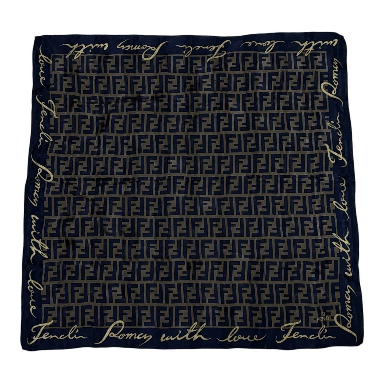 Fendi Vtg Fendi Zucca Monogram Silk Scarf "Roma With Love" 22x22 Size ONE SIZE - 1 Thumbnail