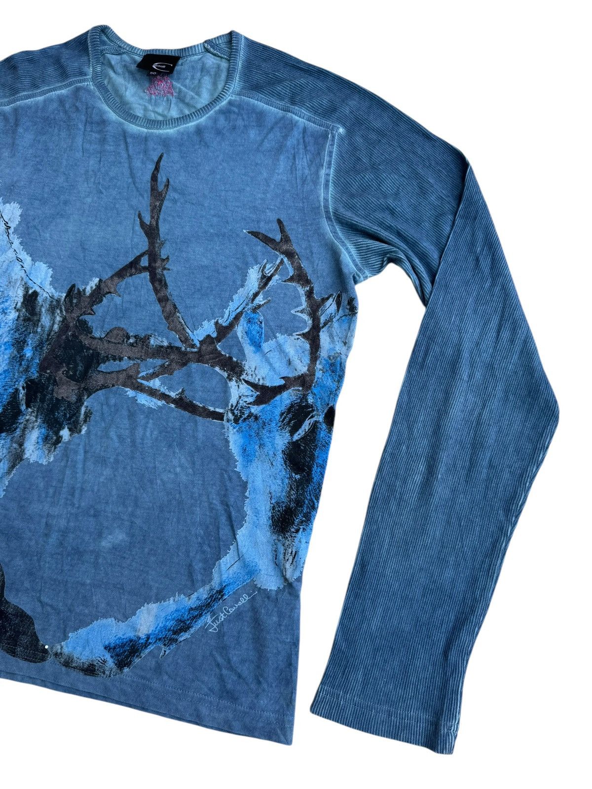 Just Cavalli Vintage 2000s Cavalli Fighting Deers Painting Longsleeve Size US M / EU 48-50 / 2 - 4 Thumbnail