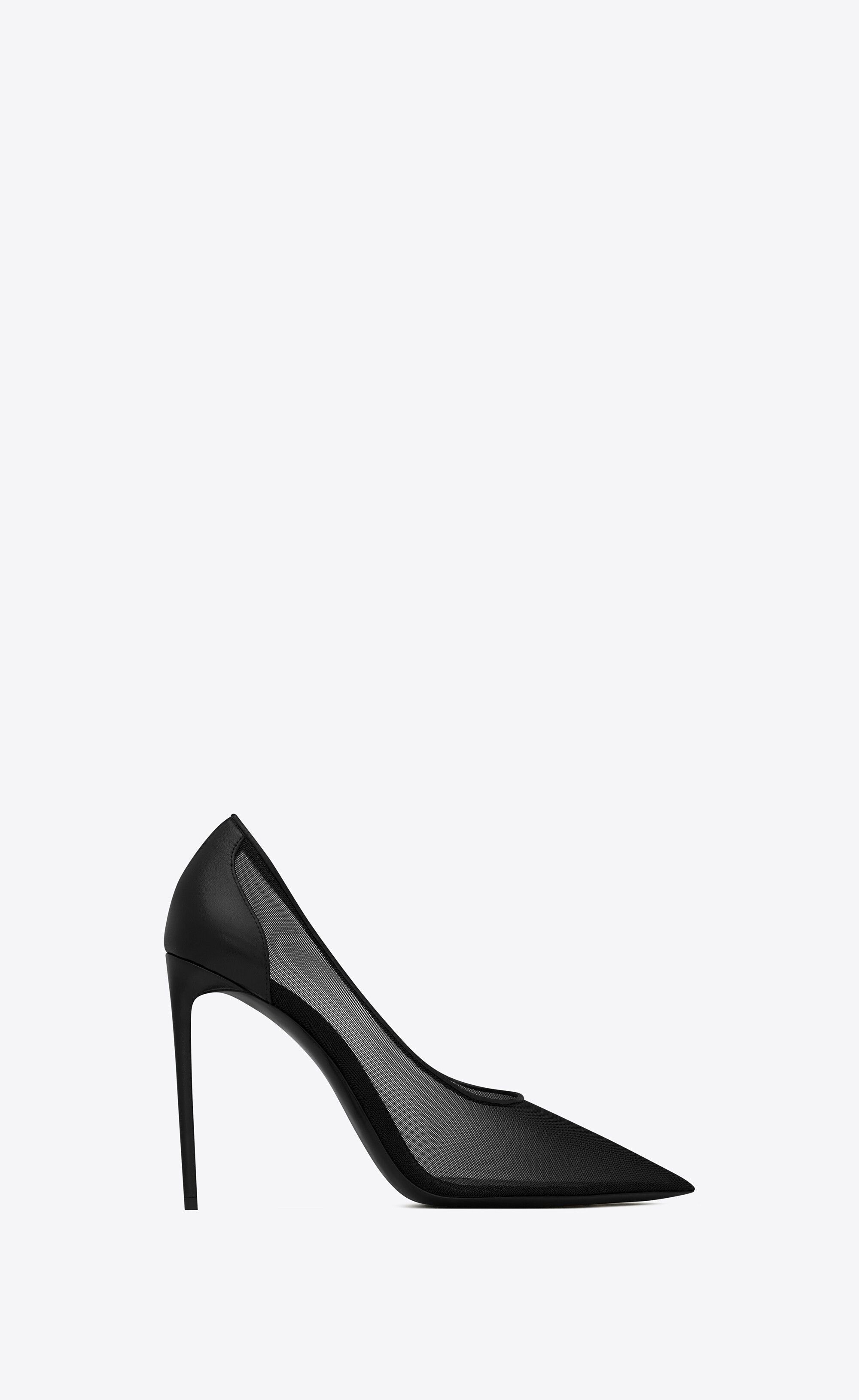 Saint Laurent Paris o1s1wg111224 Anja Pumps in Tulle and Smooth Leather in Black Size US 9 / IT 39 - 1 Thumbnail