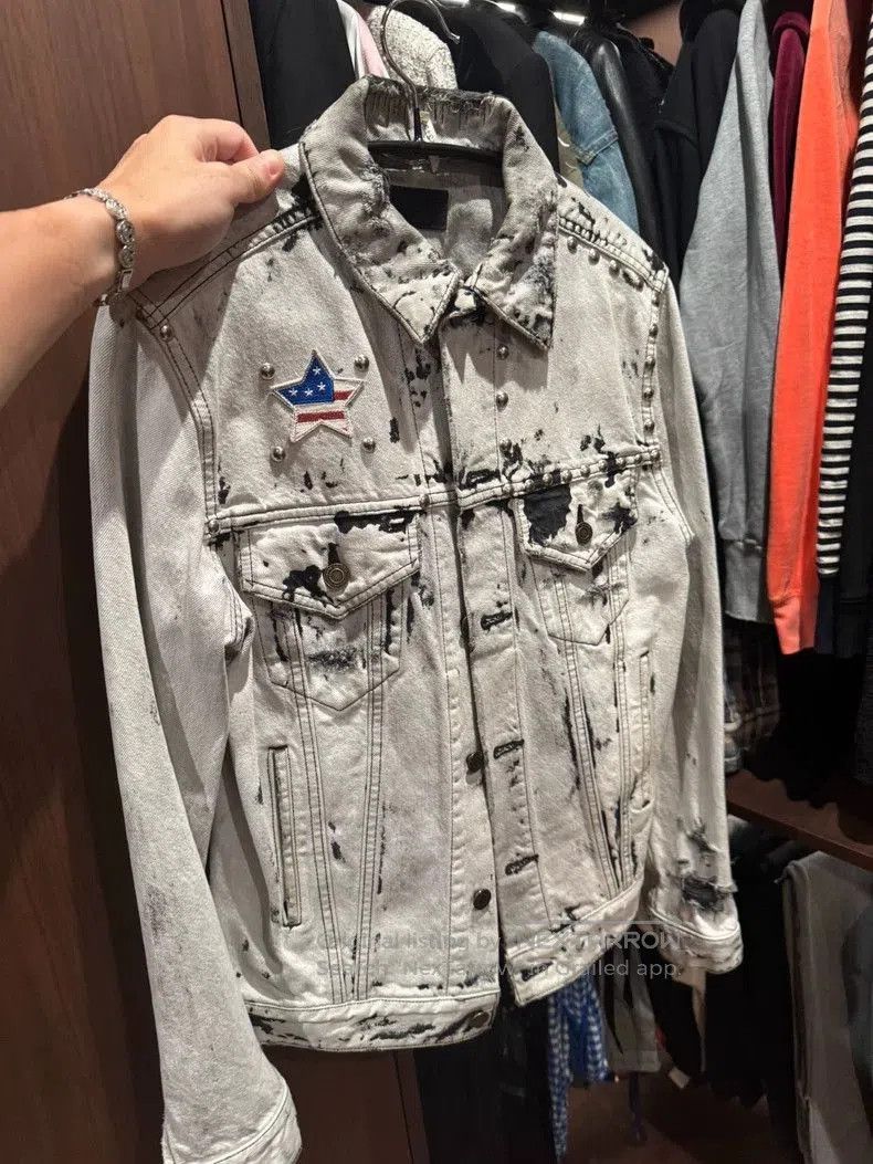 Saint Laurent Paris Saint Laurent Denim Splatter Jacket. Size US XS / EU 42 / 0 - 1 Thumbnail