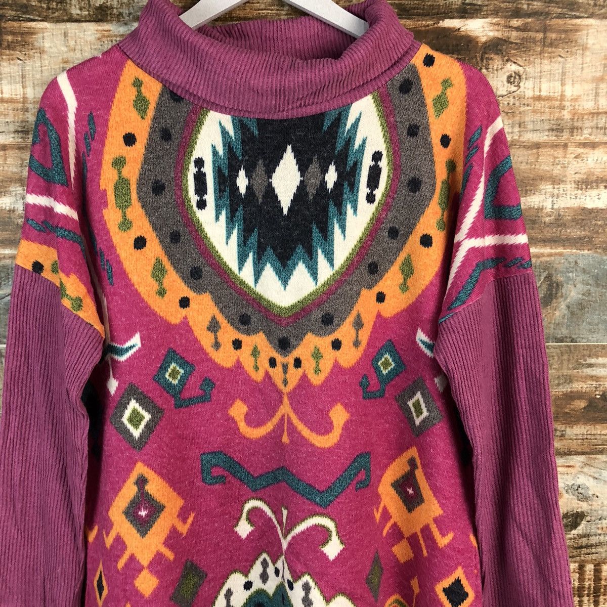 Homespun Knitwear × Japanese Brand Benevolent Pink art Knitwear #A2498 Size XL / US 12-14 / IT 48-50 - 5 Thumbnail