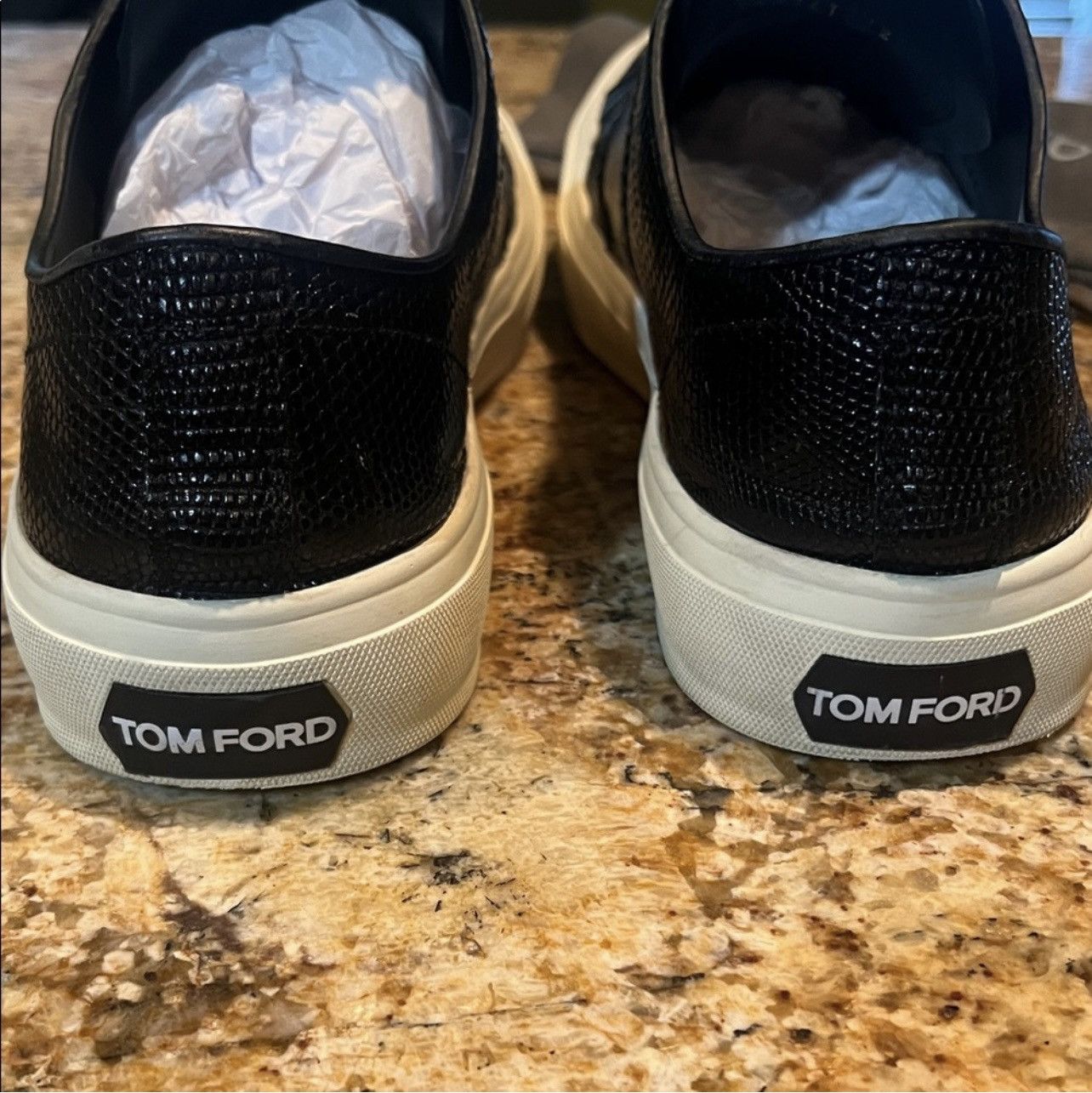 Tom Ford Tom Ford Men’s Black Cambridge Lizard Skin Sneakers Size US 12 / EU 45 - 12 Thumbnail