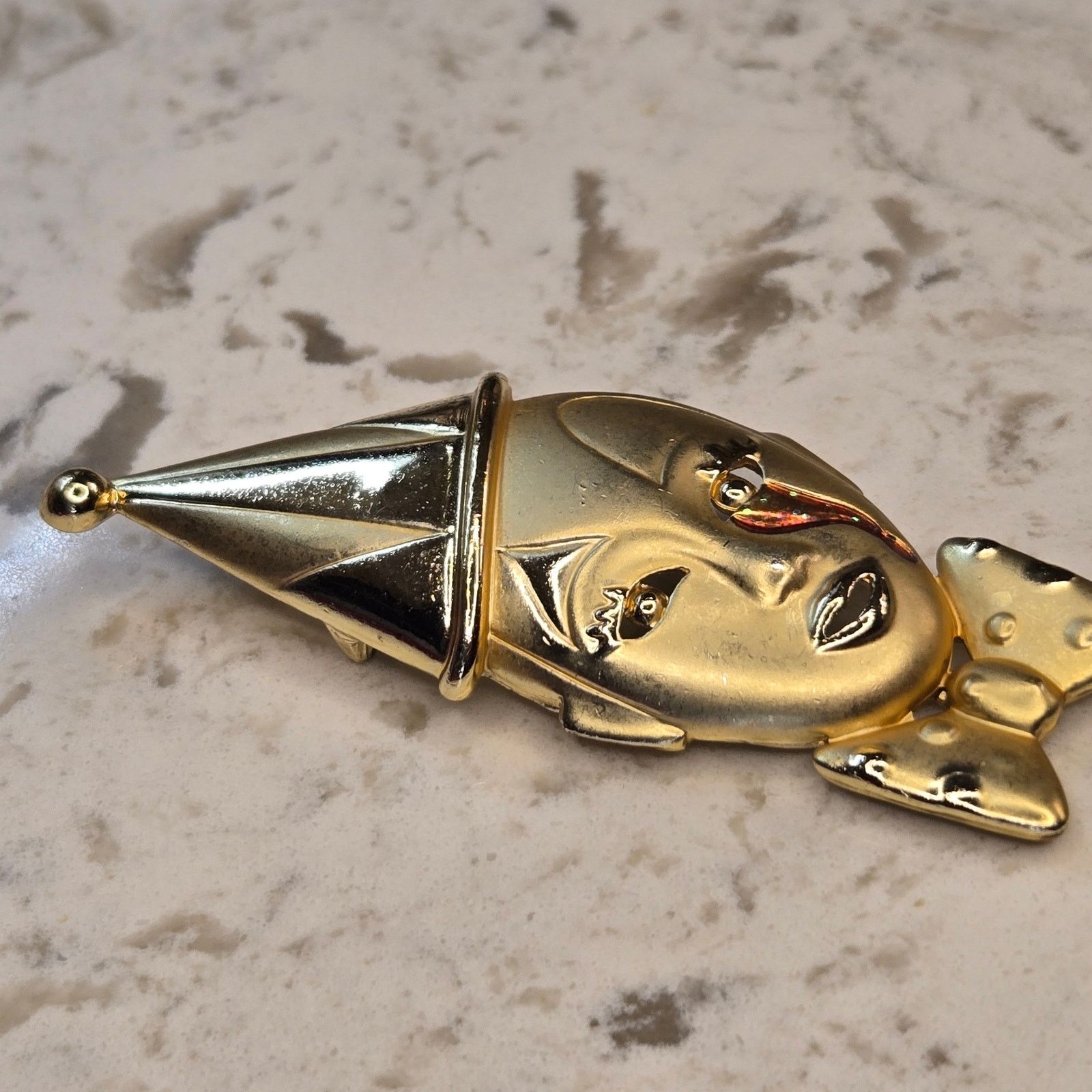Vintage Vintage 1980s Pierrot Sad Clown Brooch, Art Deco Revival Size ONE SIZE - 11 Thumbnail
