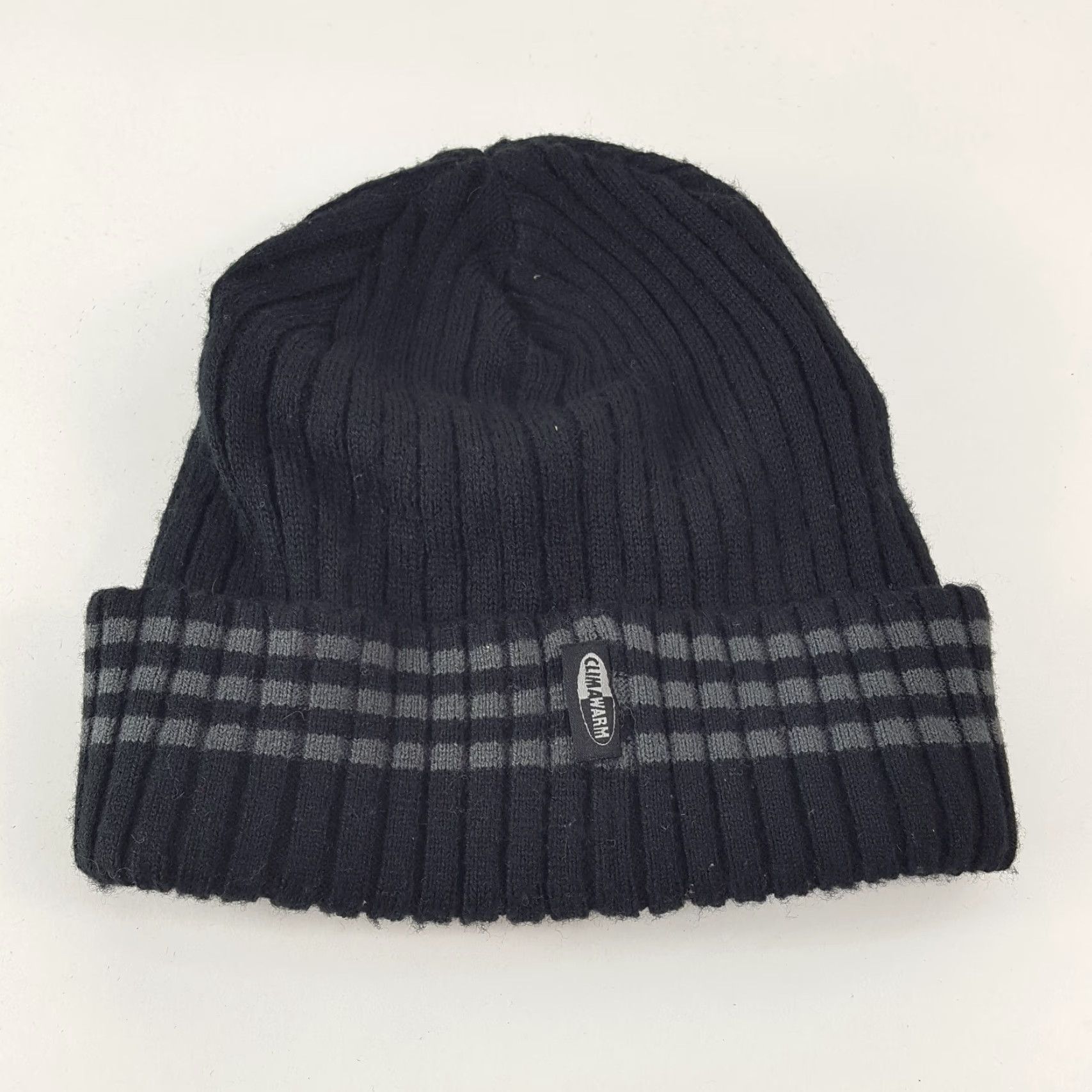 Adidas VINTAGE adidas Men Beanie Hat Winter Cap Knit 2000s Retro Stripe Black Unisex Size ONE SIZE - 3 Thumbnail